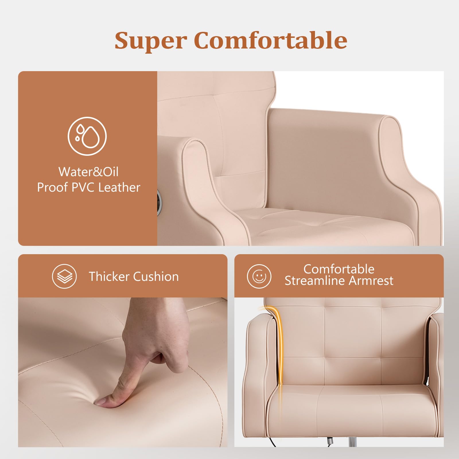 OmySalon PCM-WB 360° Rotation Hydraulic Pedicure Chair with Bubble Massage Foot Bath & Rolling Stool