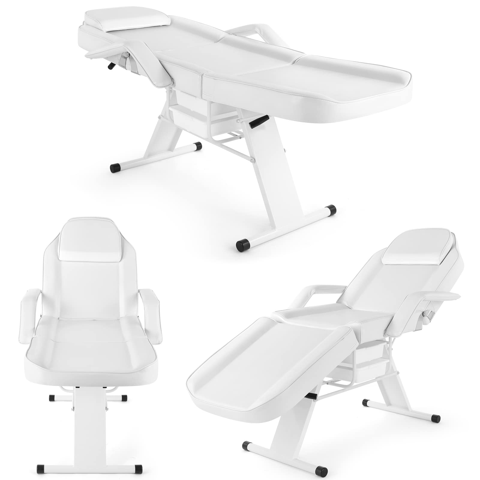 OmySalon SBWD 72in Adjustable Facial Massage Bed w/2 Beauty Baskets