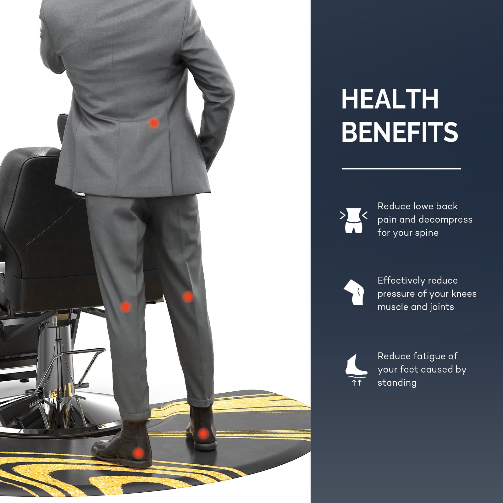 OmySalon 3'x5' Semi Circle Salon Anti Fatigue Mat with Round Cutout 5/8" Thick