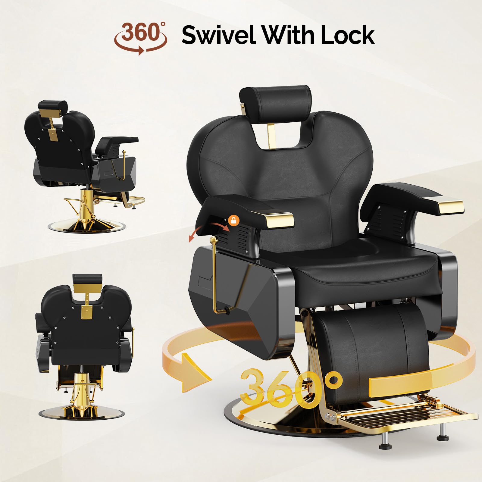 OmySalon BC1202 Classical Style Heavy Duty Hydraulic Reclining Barber Chair