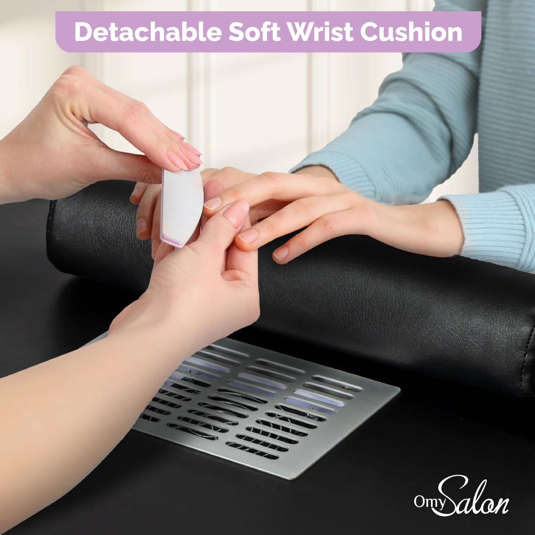 OmySalon MT-SC Nail Manicure Table w/Electric Dust Collector & Wrist Rest & Diamond Decoration