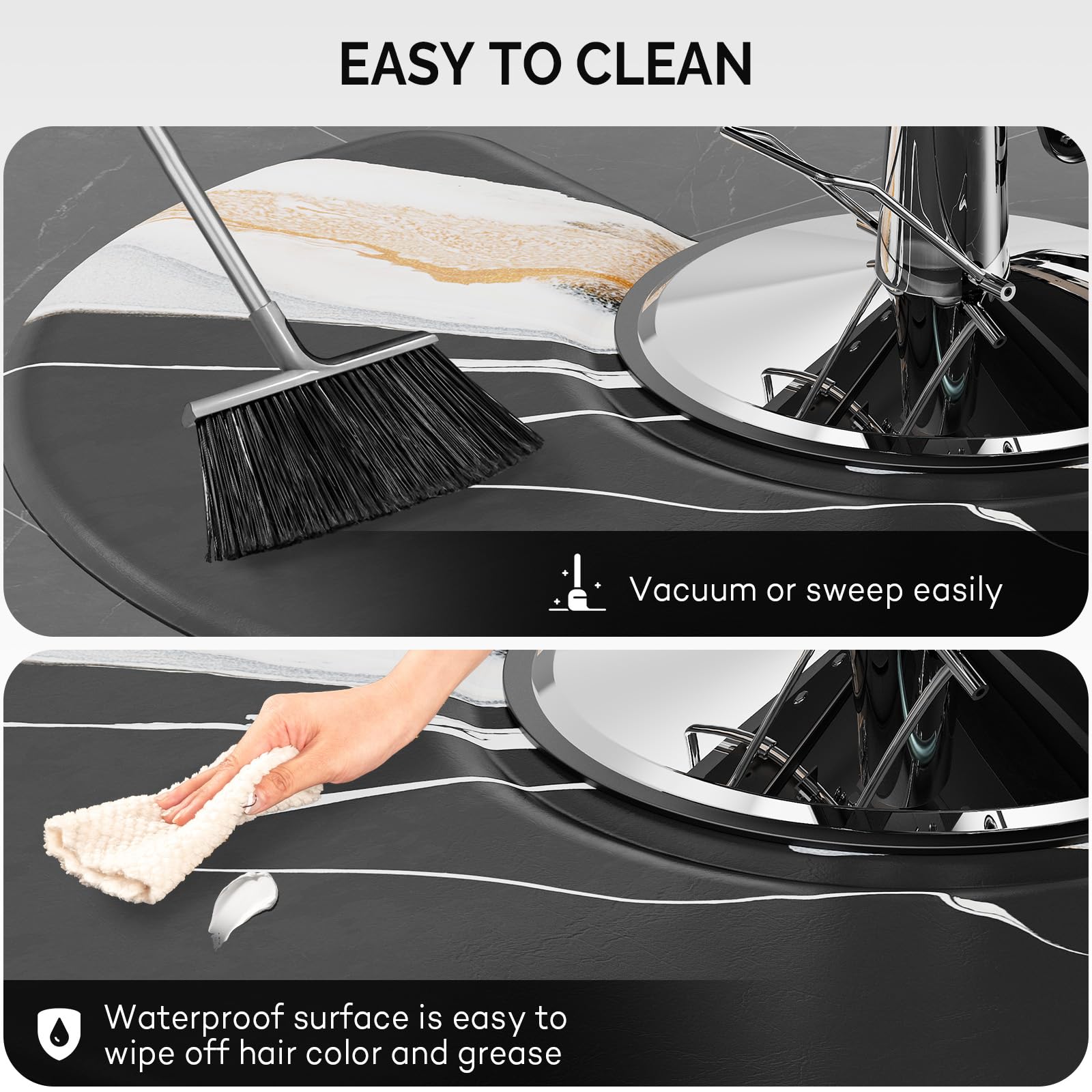 OmySalon 3'x5' Semi Circle Salon Anti Fatigue Mat with Round Cutout 5/8" Thick