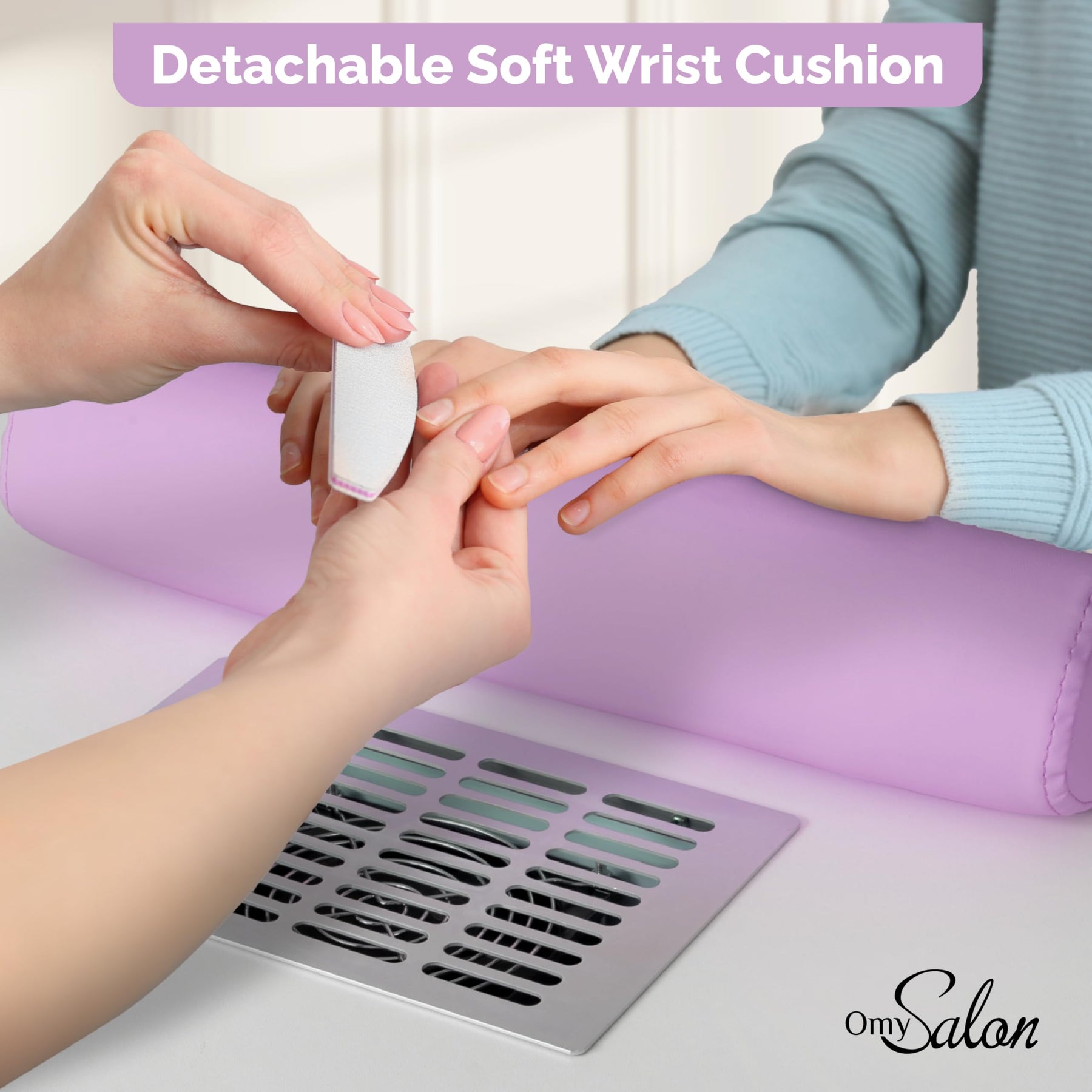 OmySalon MT-SC Nail Manicure Table w/Electric Dust Collector & Wrist Rest & Diamond Decoration