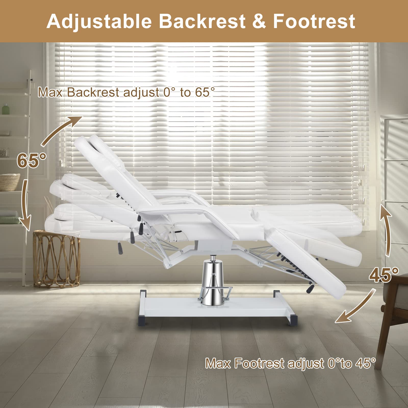 OmySalon SBWP 73in 360 Degree Rotating Hydraulic Height Adjustable Facial Massage Bed