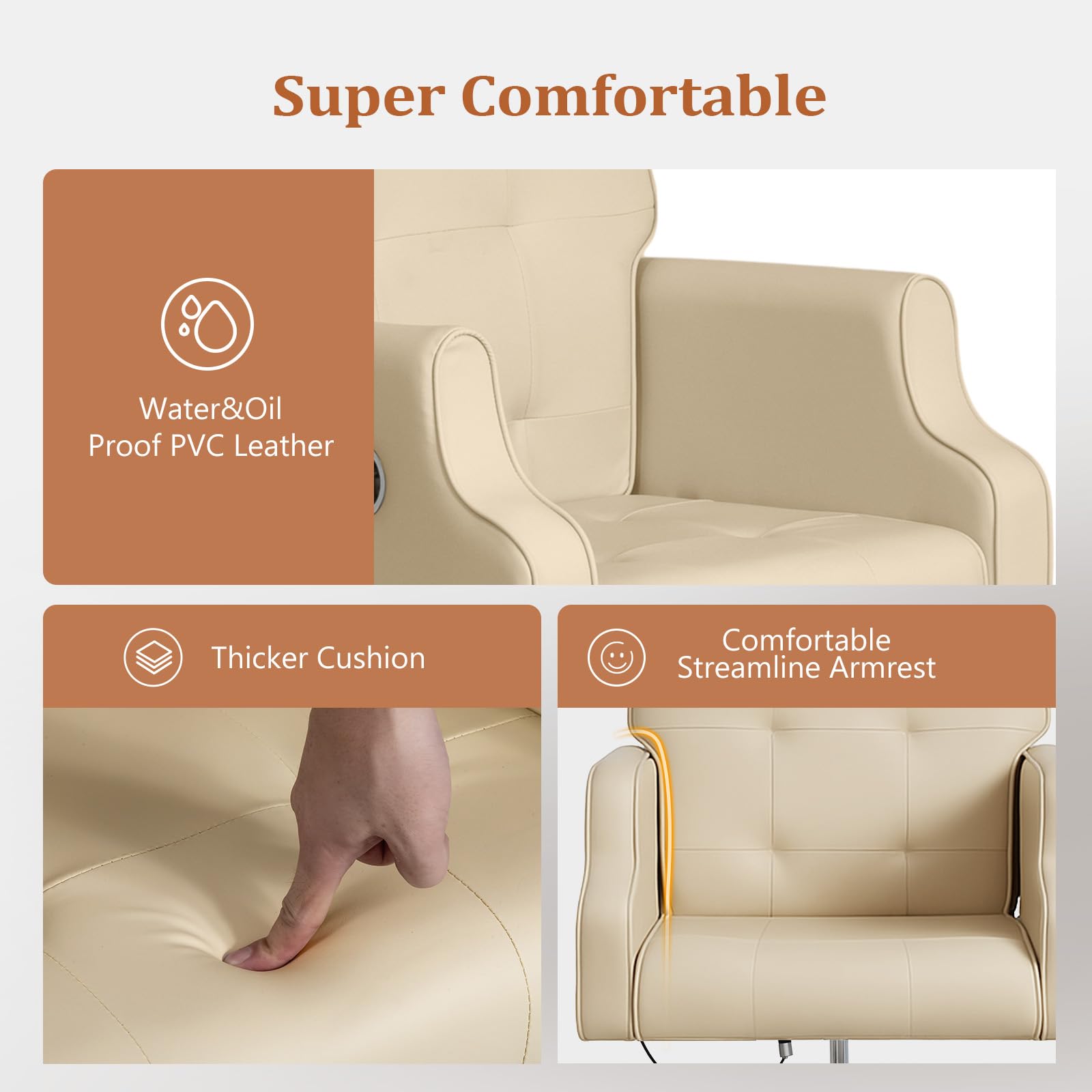 OmySalon PCM-WB 360° Rotation Hydraulic Pedicure Chair with Bubble Massage Foot Bath & Rolling Stool