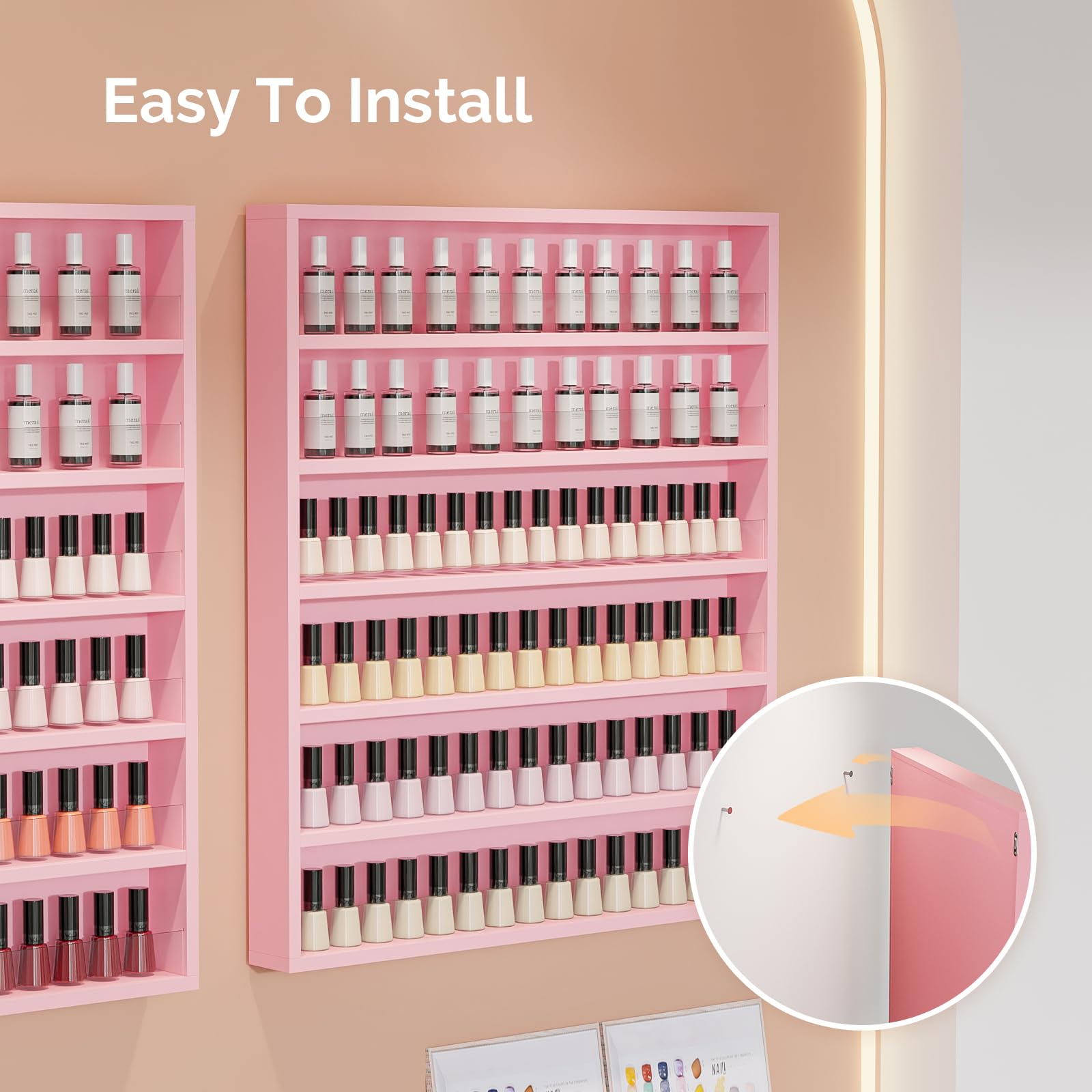 OmySalon 6 Layers Wall Mount Nail Polish Organizer Rack w/Acrylic Baffle