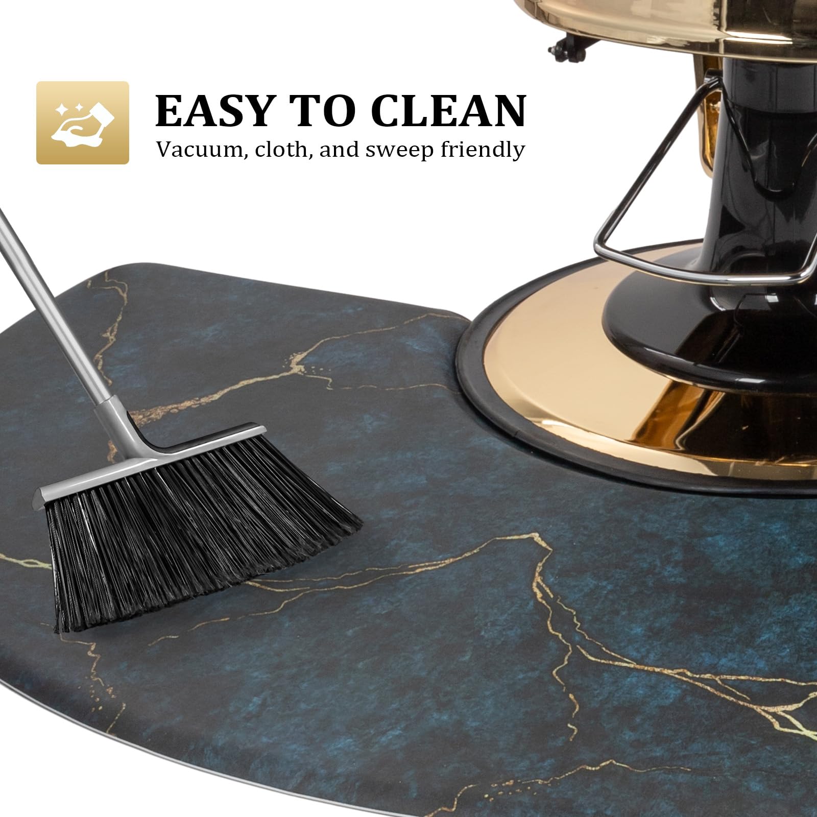 OmySalon 3'x5' Semi Circle Salon Anti Fatigue Mat with Round Cutout 5/8" Thick