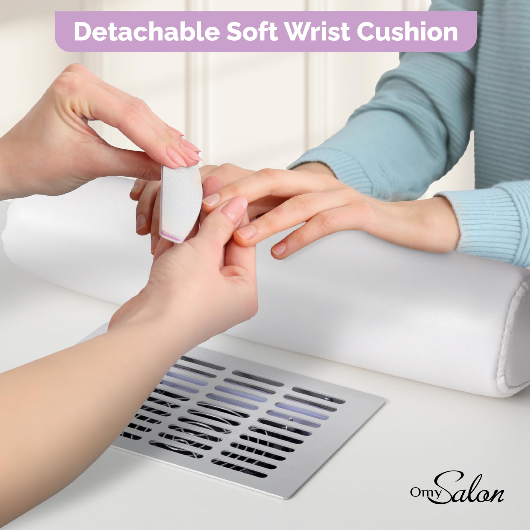 OmySalon MT-SC Nail Manicure Table w/Electric Dust Collector & Wrist Rest & Diamond Decoration
