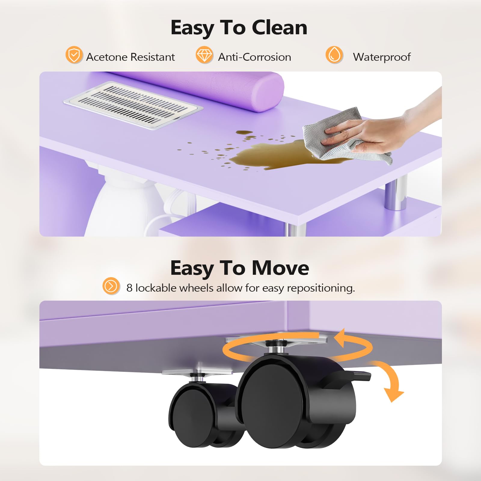 OmySalon MT-DCCH Nail Manicure Table and Chair Set w/Electric Dust Collector & Wrist Rest