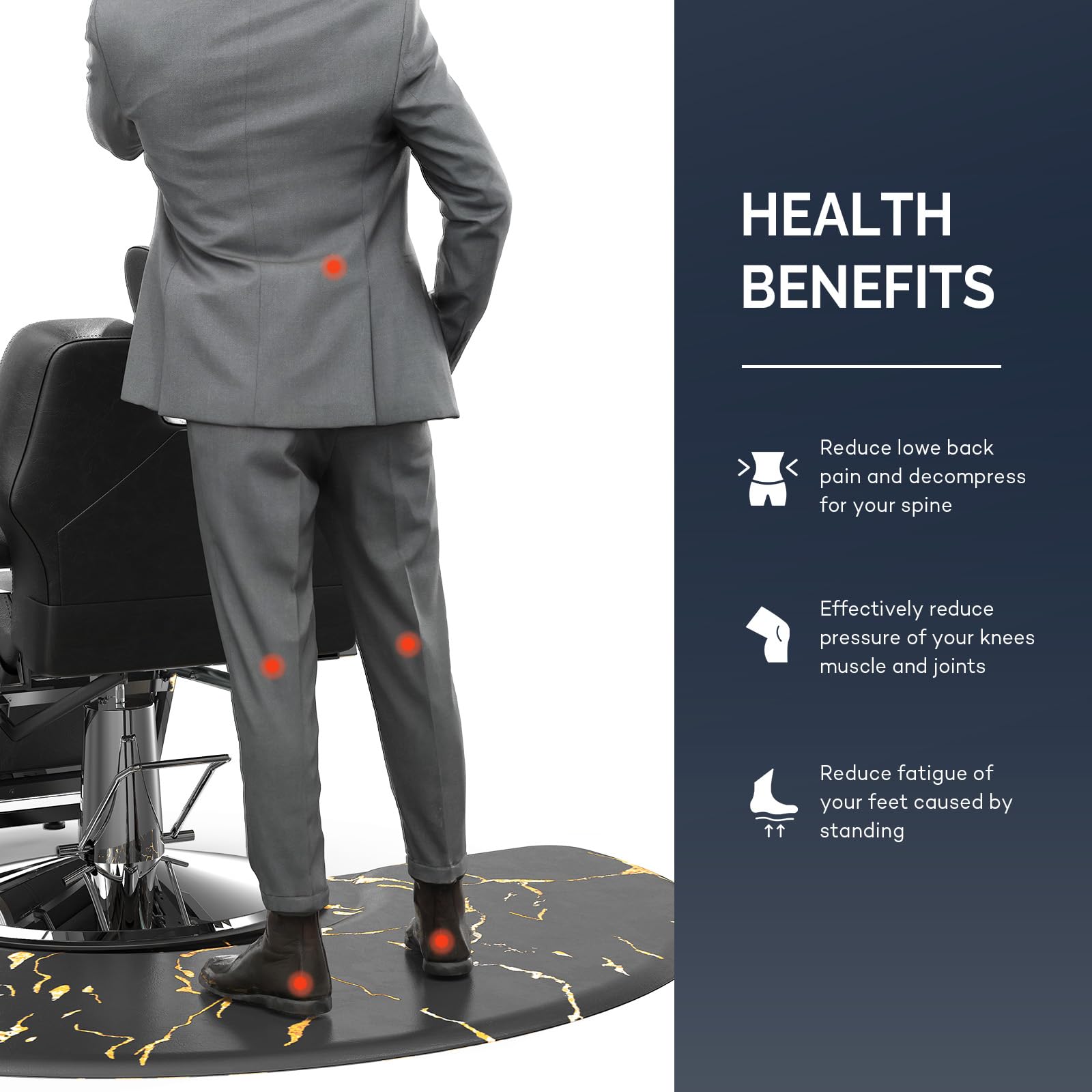 OmySalon 3'x5' Semi Circle Salon Anti Fatigue Mat with Round Cutout 5/8" Thick