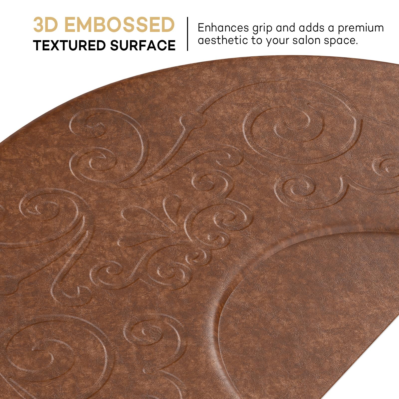 OmySalon 3'x5' Semi-Circle 3D Embossed Anti-Fatigue Salon Mat with Round Cutout 5/8" Thick
