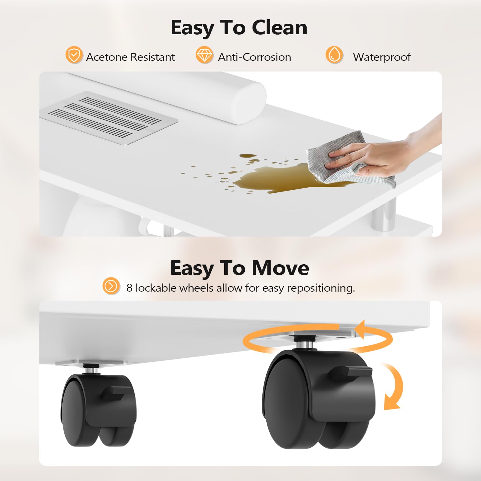 OmySalon MT-DCCH Nail Manicure Table and Chair Set w/Electric Dust Collector & Wrist Rest