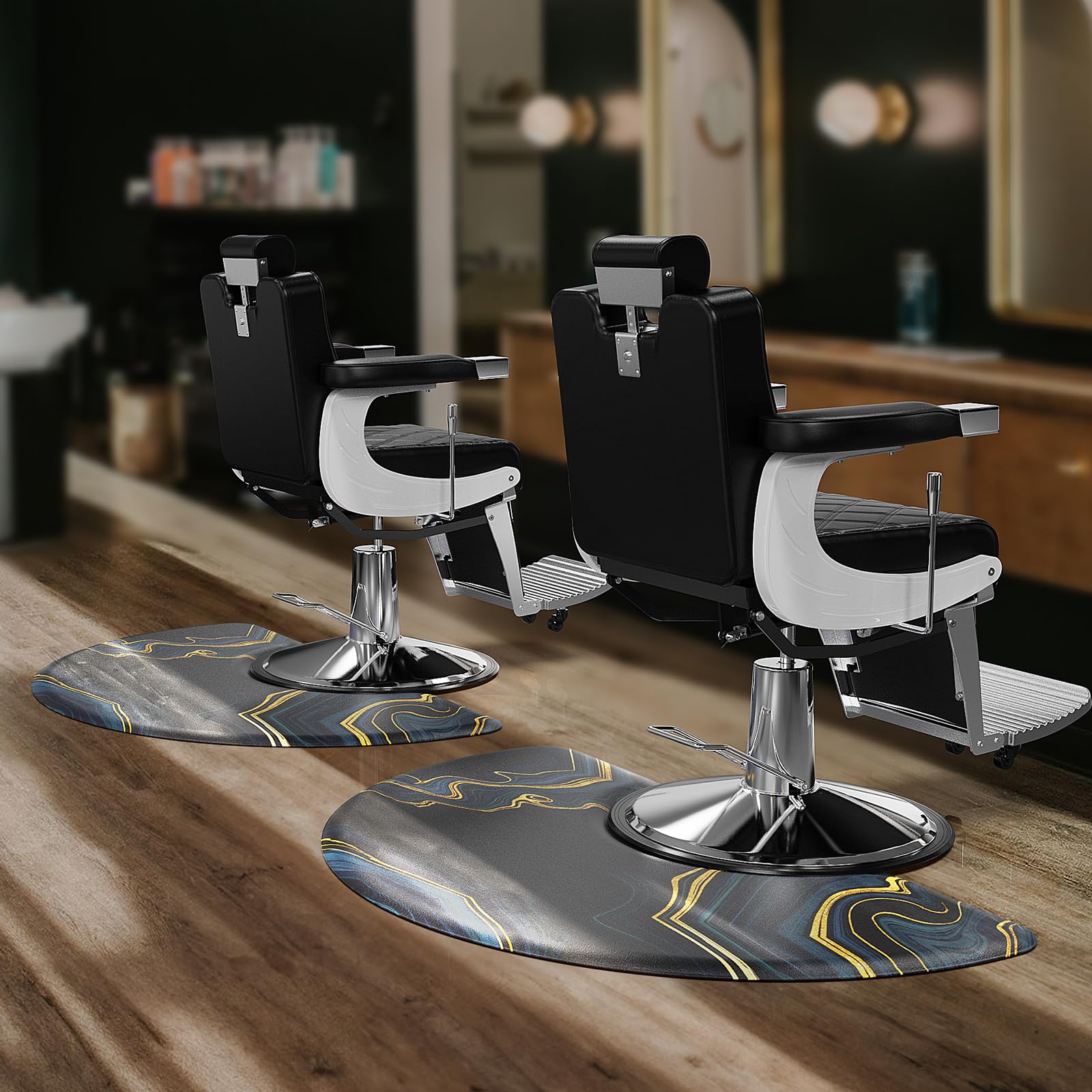 OmySalon 3'x5' Semi Circle Salon Anti Fatigue Mat with Round Cutout 5/8" Thick