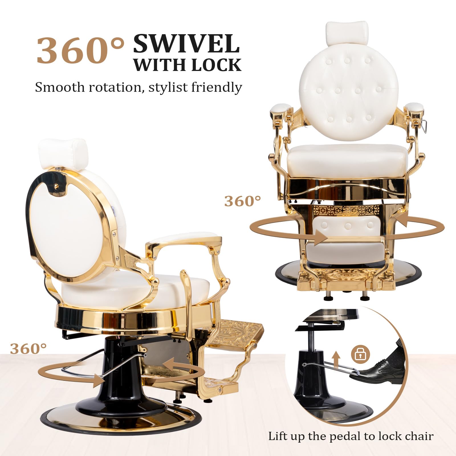 OmySalon BC1601 Vintage Style Heavy Duty Hydraulic Recline Barber Chair