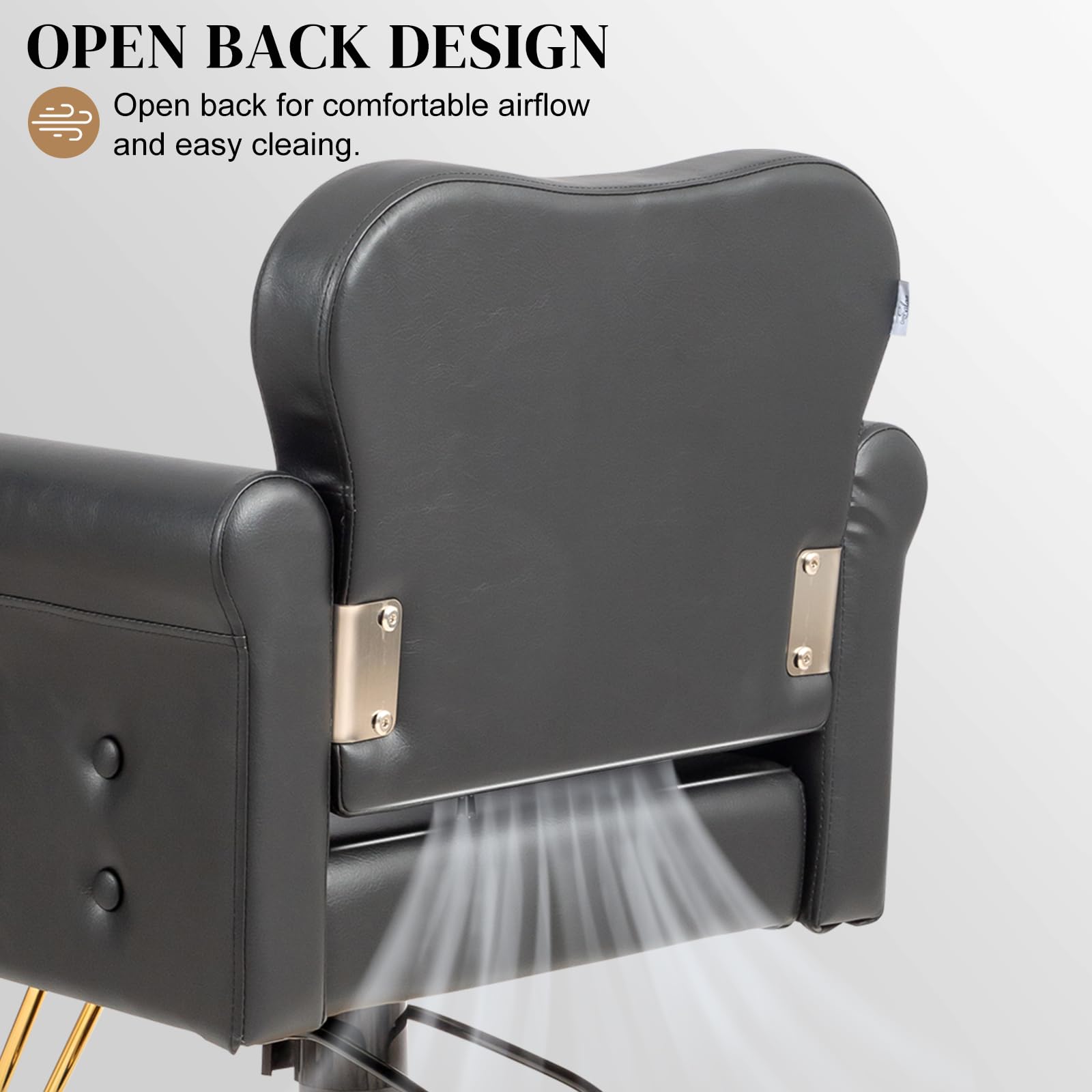 OmySalon SC2701 Heavy Duty Hydraulic Swivel Hair Stylist Salon Chair w/Button Tufting and Curved Backrest