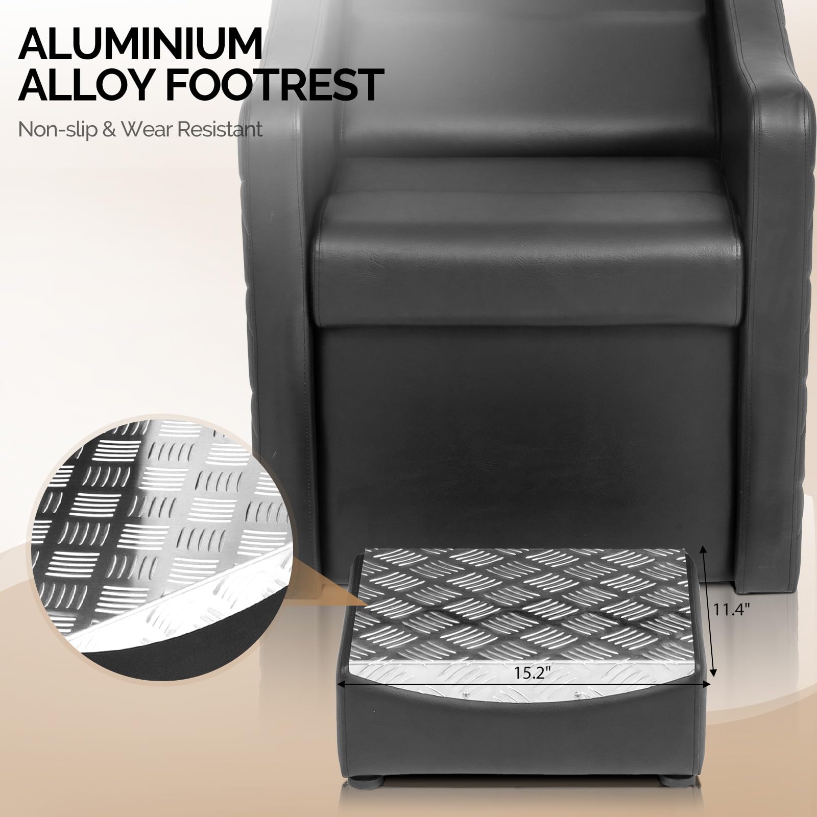 OmySalon BU1701 Salon Shampoo Bowl and Chair Backwash Unit with Large Ceramic Bowl & Freestanding Ottoman