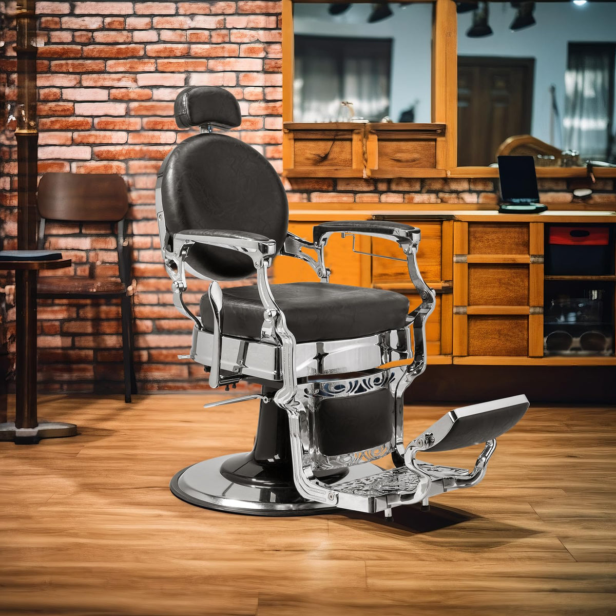 OmySalon PH439 Vintage Style Heavy Duty Hydraulic Recline Barber Chair