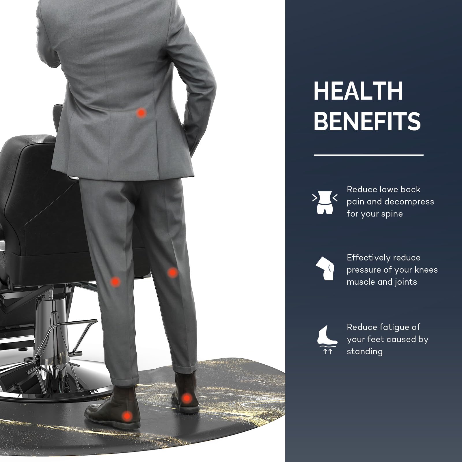 OmySalon 3'x5' Semi Circle Salon Anti Fatigue Mat with Round Cutout 5/8" Thick