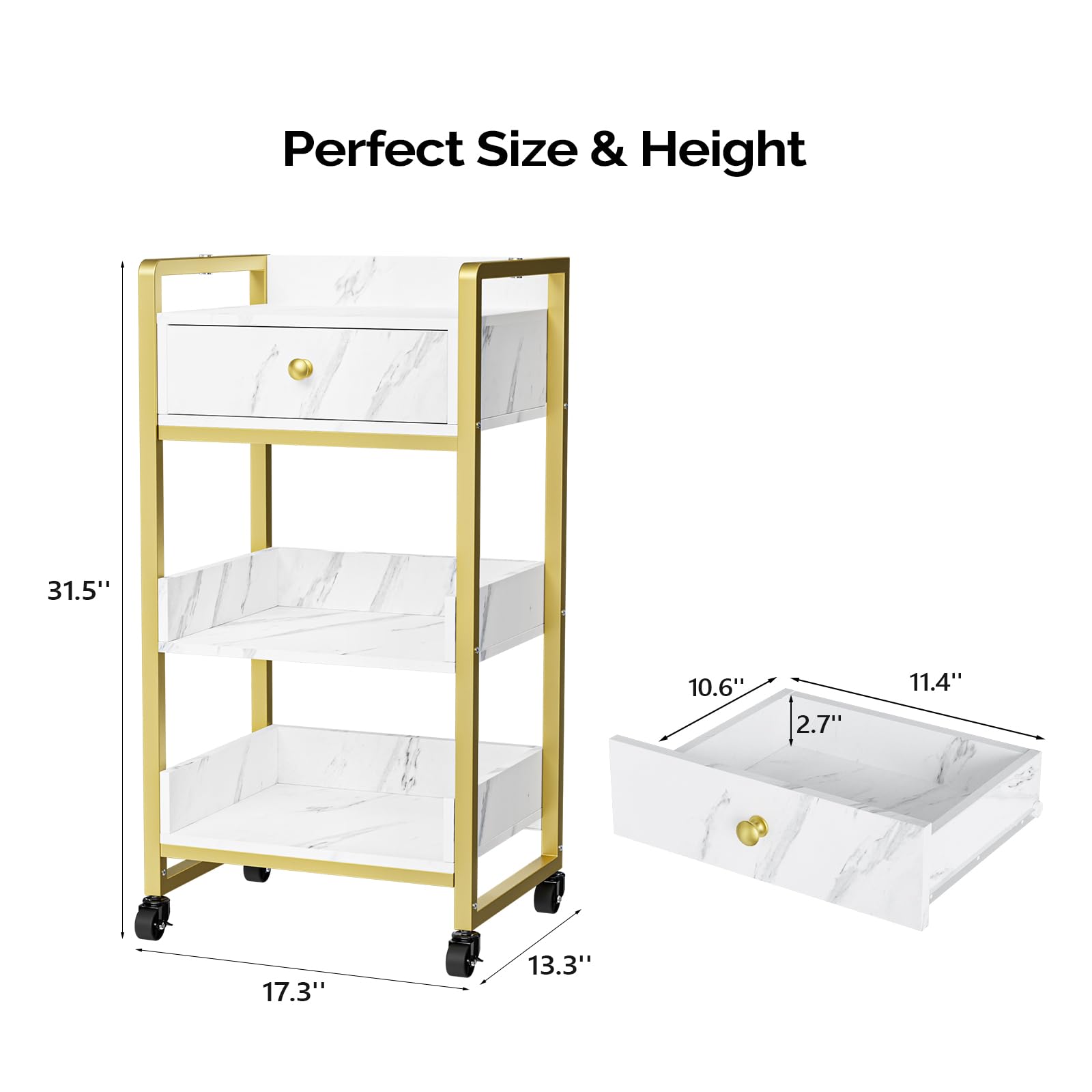 OmySalon Rolling Utility Esthetician Trolley Cart with Wheels