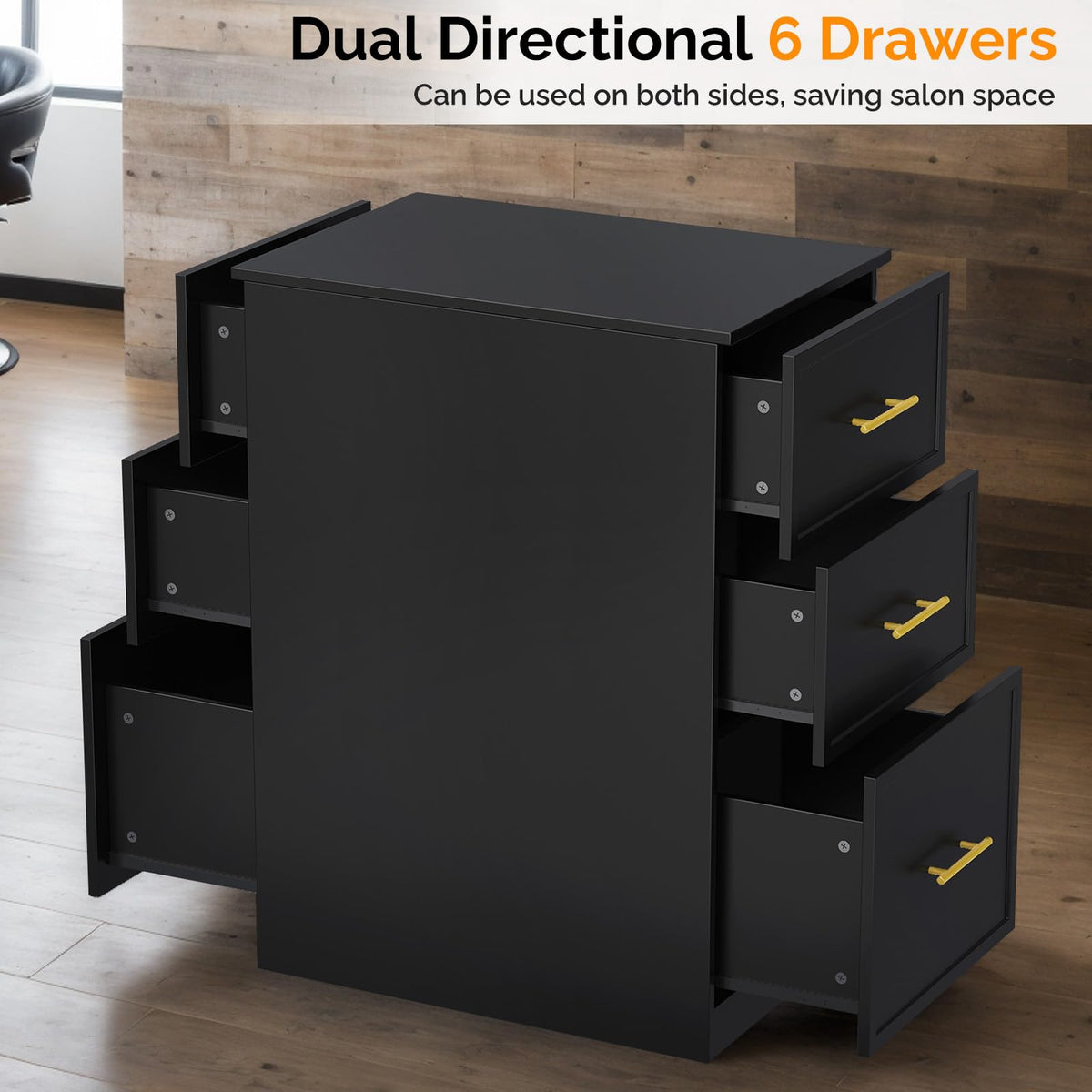 OmySalon DSCWSD Double-Sided Salon Styling Station with 6 Drawers 2 Tool Holders