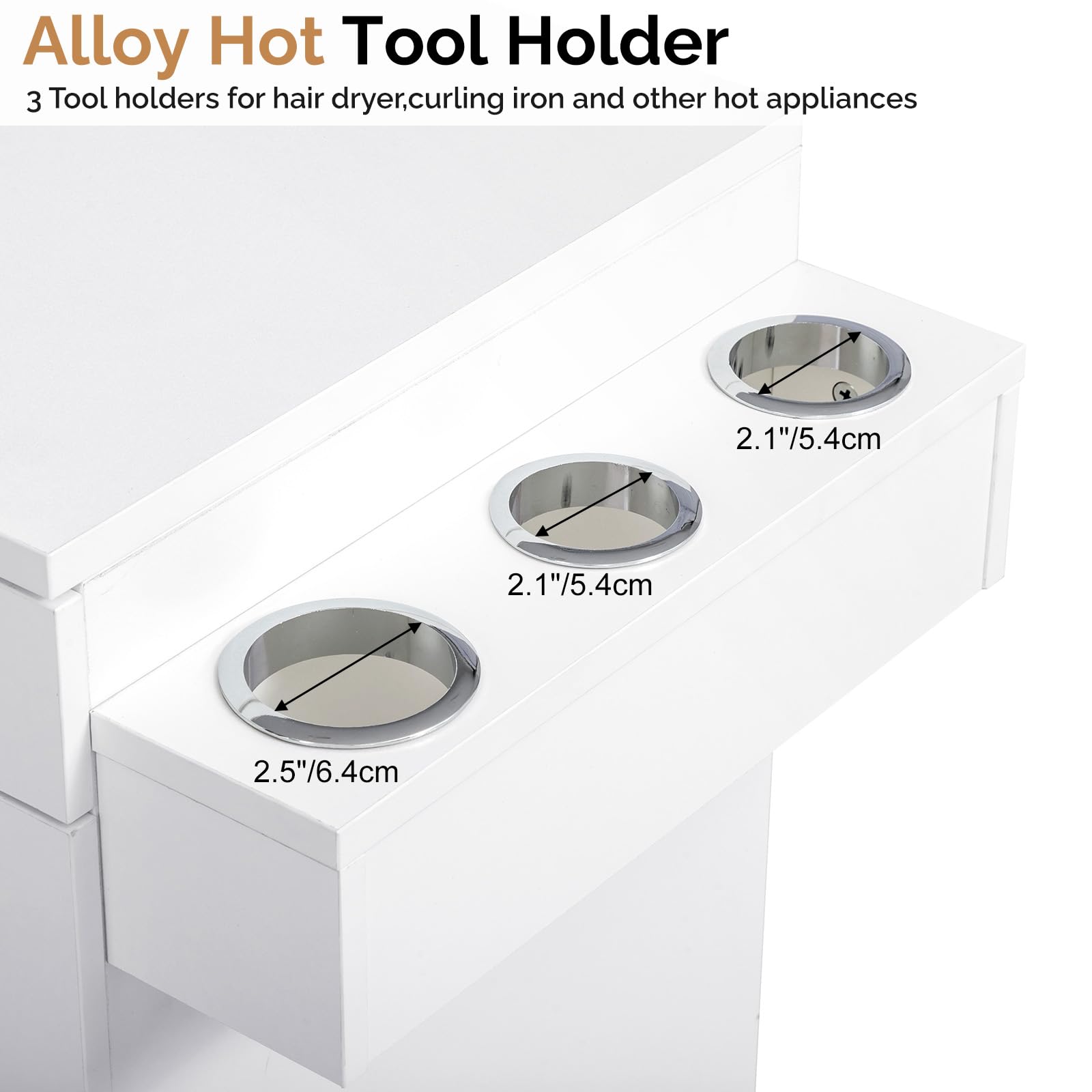 OmySalon SCWS Modern Style Salon Styling Storage Station with 3 Drawers 1 Cabinet 3 Hair Dryer Holders