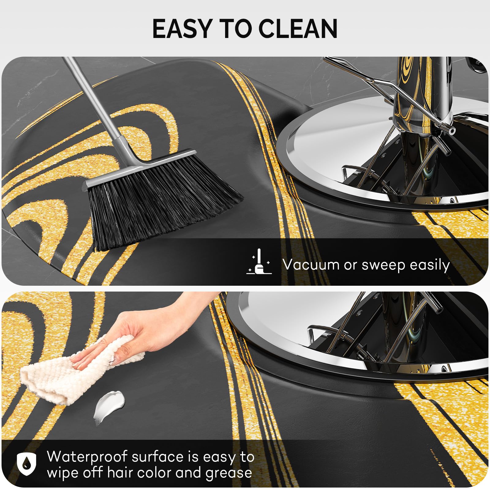 OmySalon 3'x5' Semi Circle Salon Anti Fatigue Mat with Round Cutout 5/8" Thick