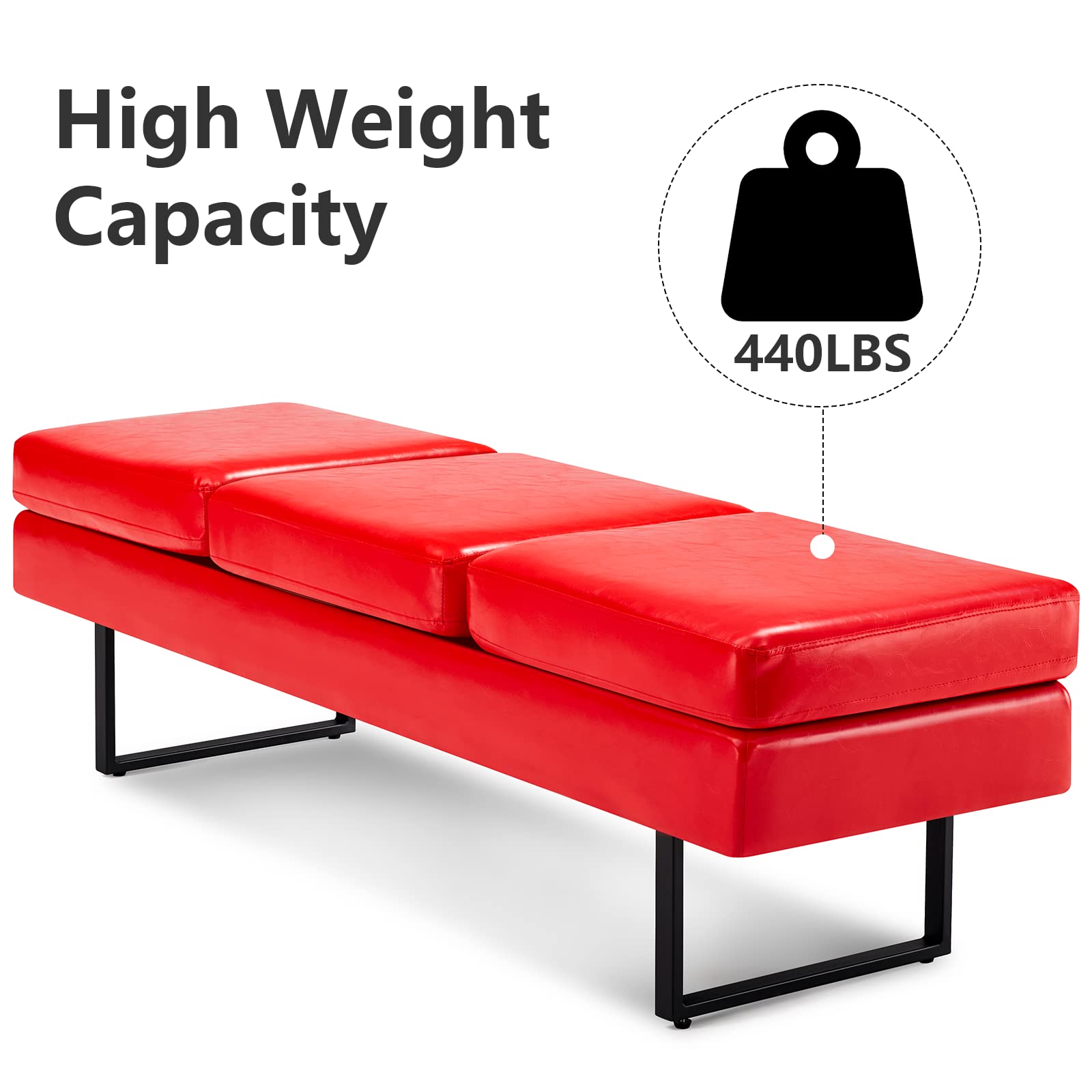 OmySalon WB Modern Reception Waiting Room Bench Chair with Thickened Iron Leg for Beauty Barber Salon SPA Office