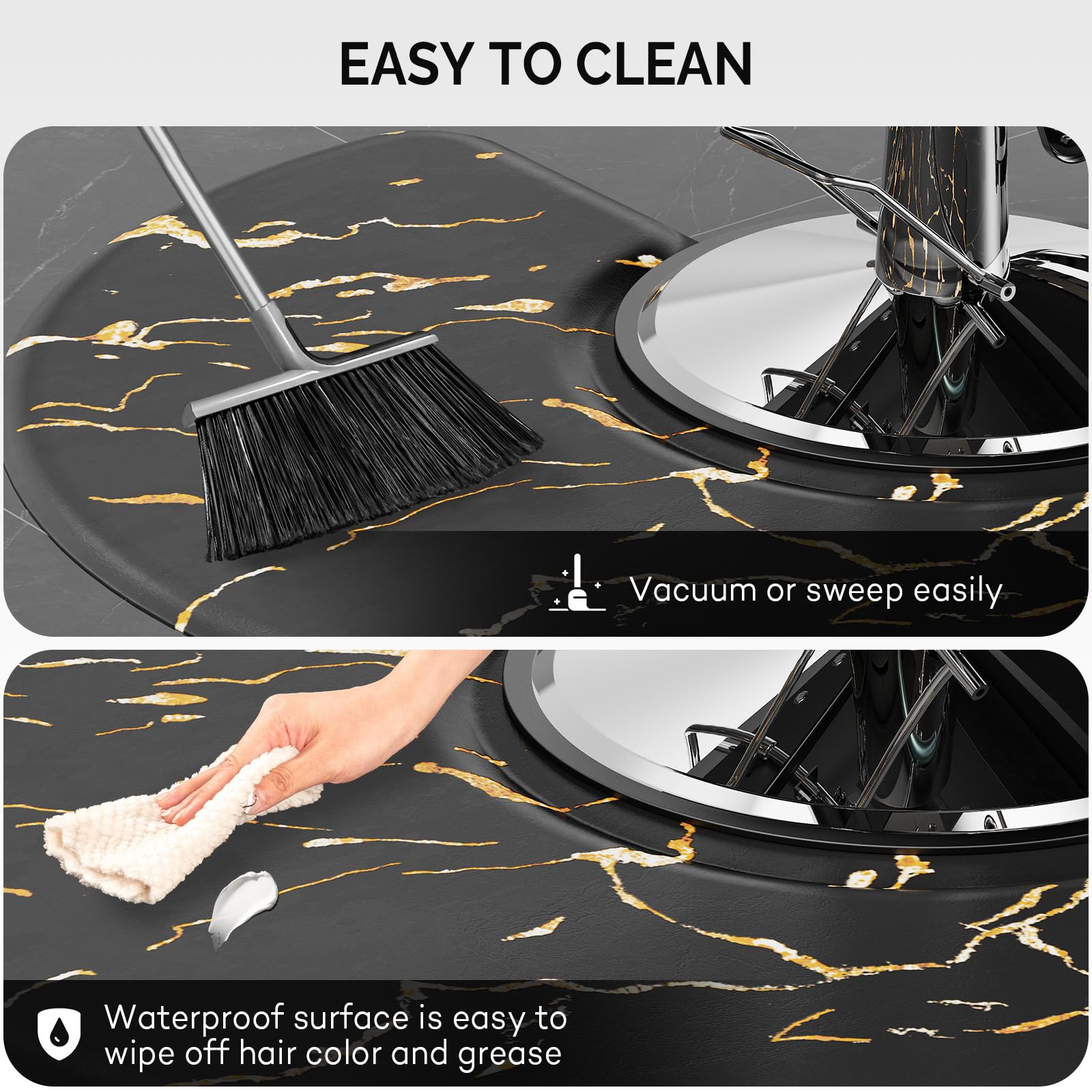 OmySalon 3'x5' Semi Circle Salon Anti Fatigue Mat with Round Cutout 5/8" Thick