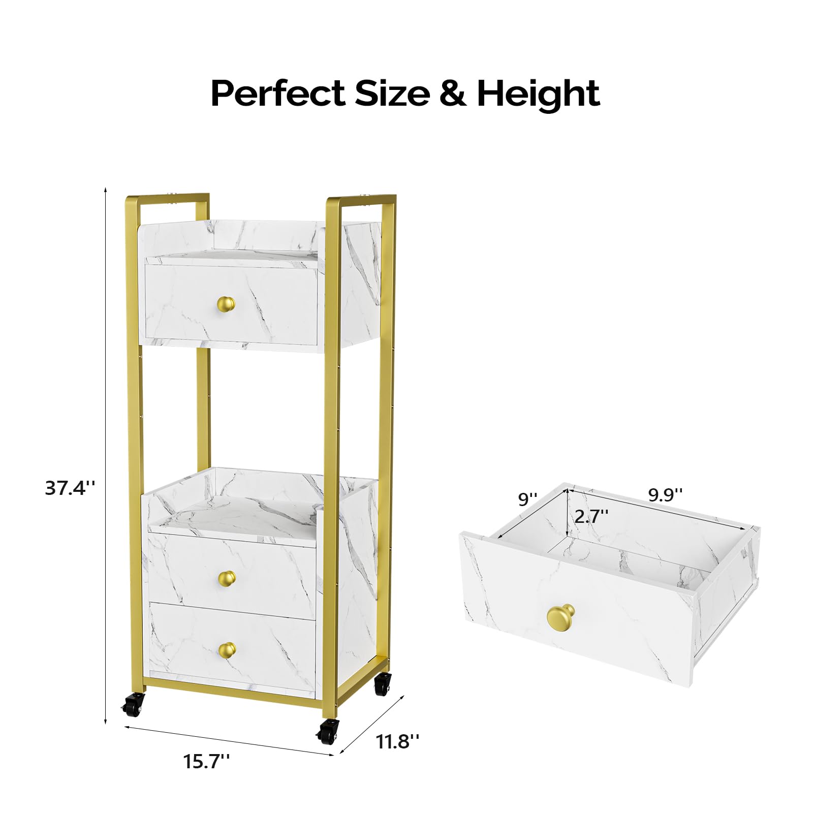 OmySalon Rolling Utility Esthetician Trolley Cart with Wheels