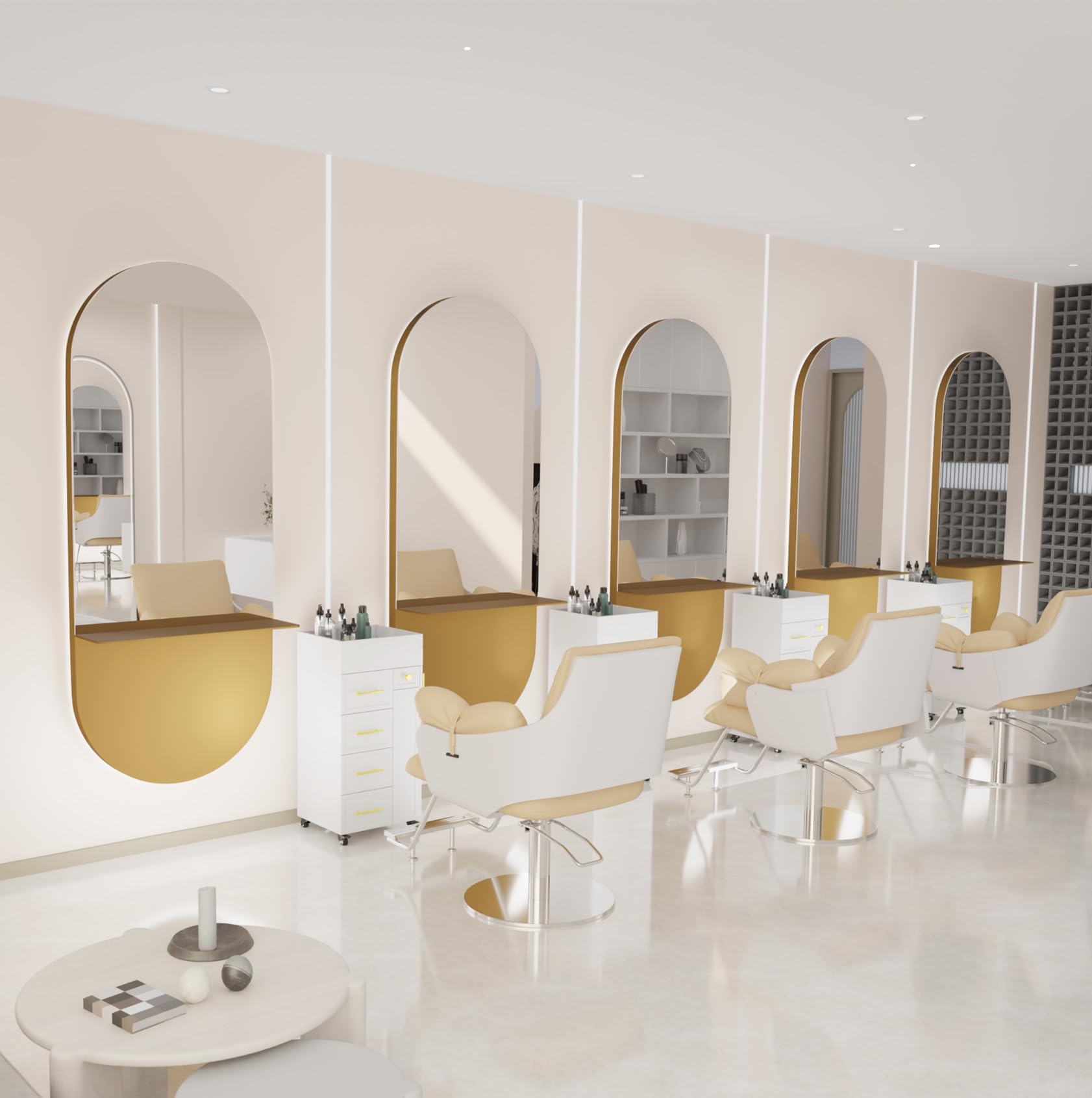 OmySalon SMC Large Oval Wall Mounted Full Body Mirror with Removable Shelf