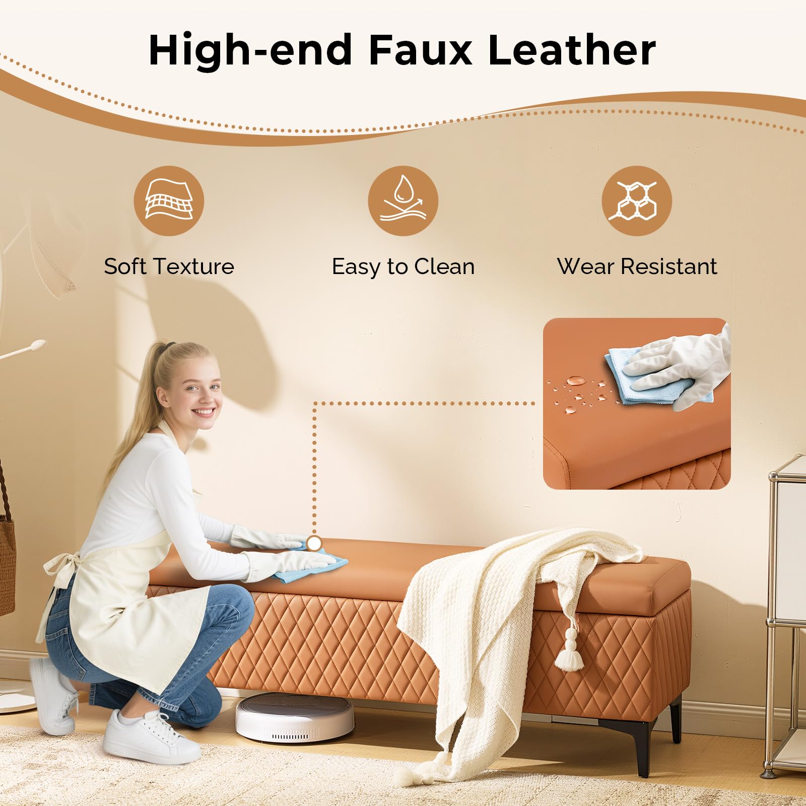 OmySalon WRB1701 53.7in Faux Leather Waiting Room Reception Bench Chair with Hidden Storage