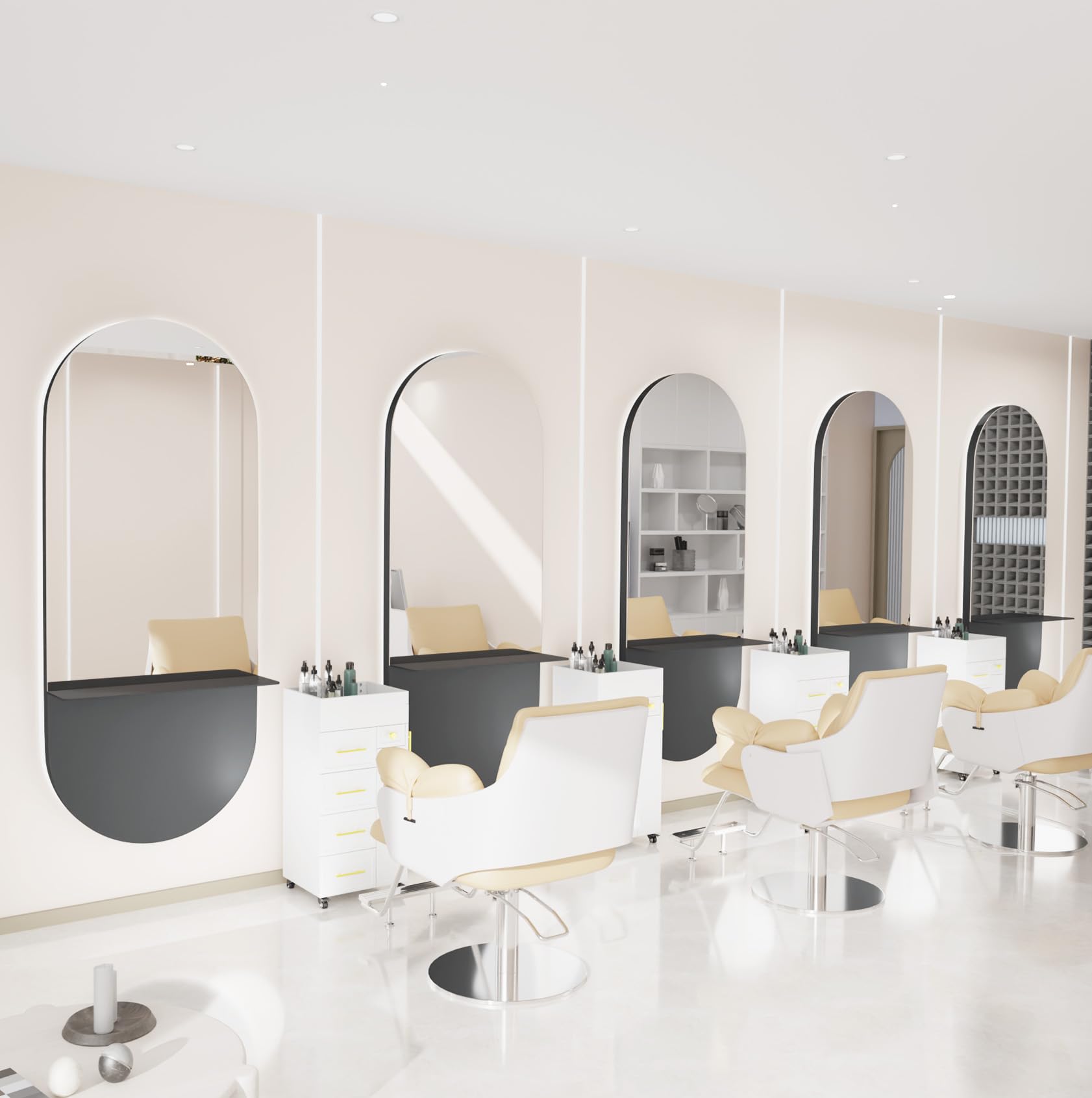 OmySalon SMC Large Oval Wall Mounted Full Body Mirror with Removable Shelf