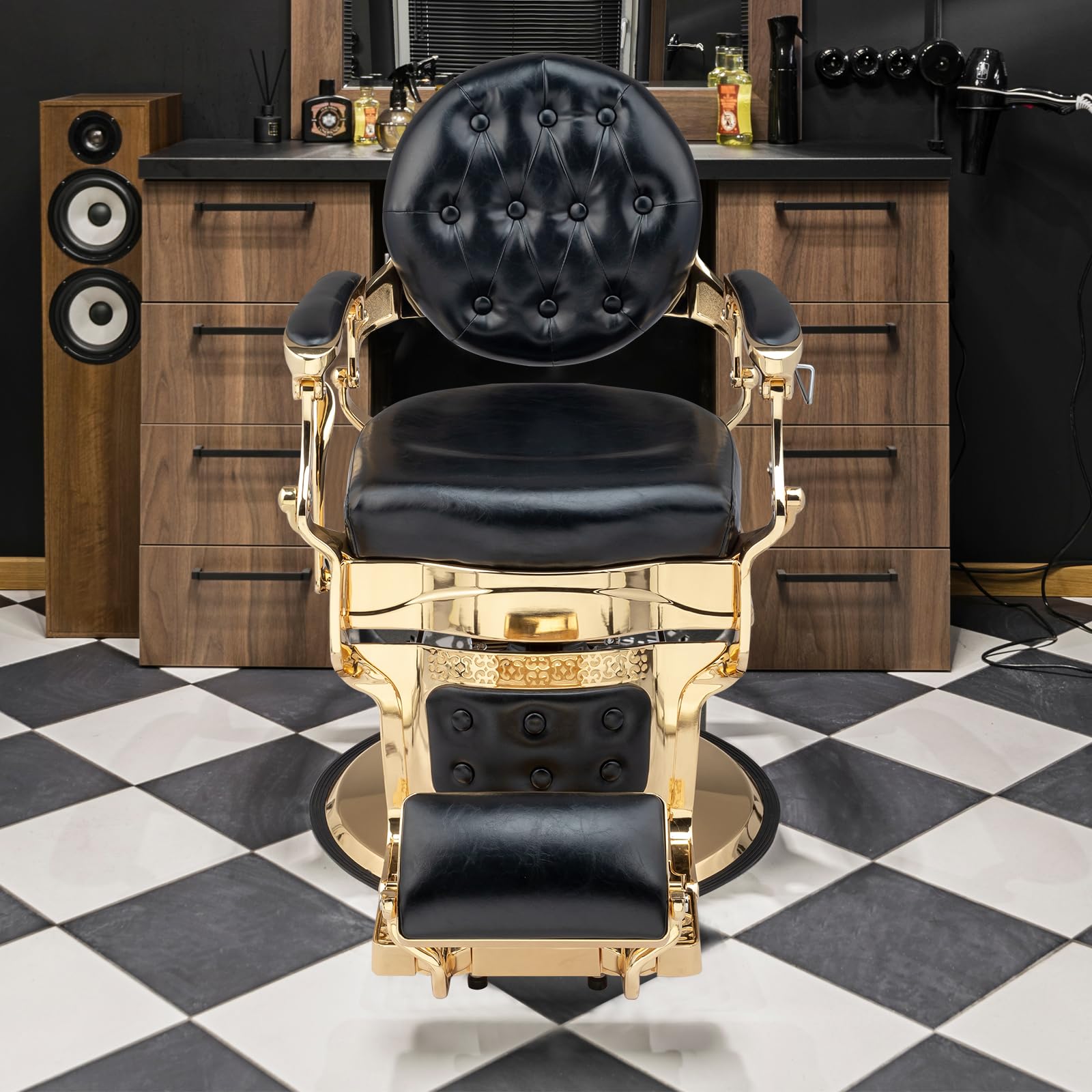 OmySalon BC1601 Vintage Style Heavy Duty Hydraulic Recline Barber Chair