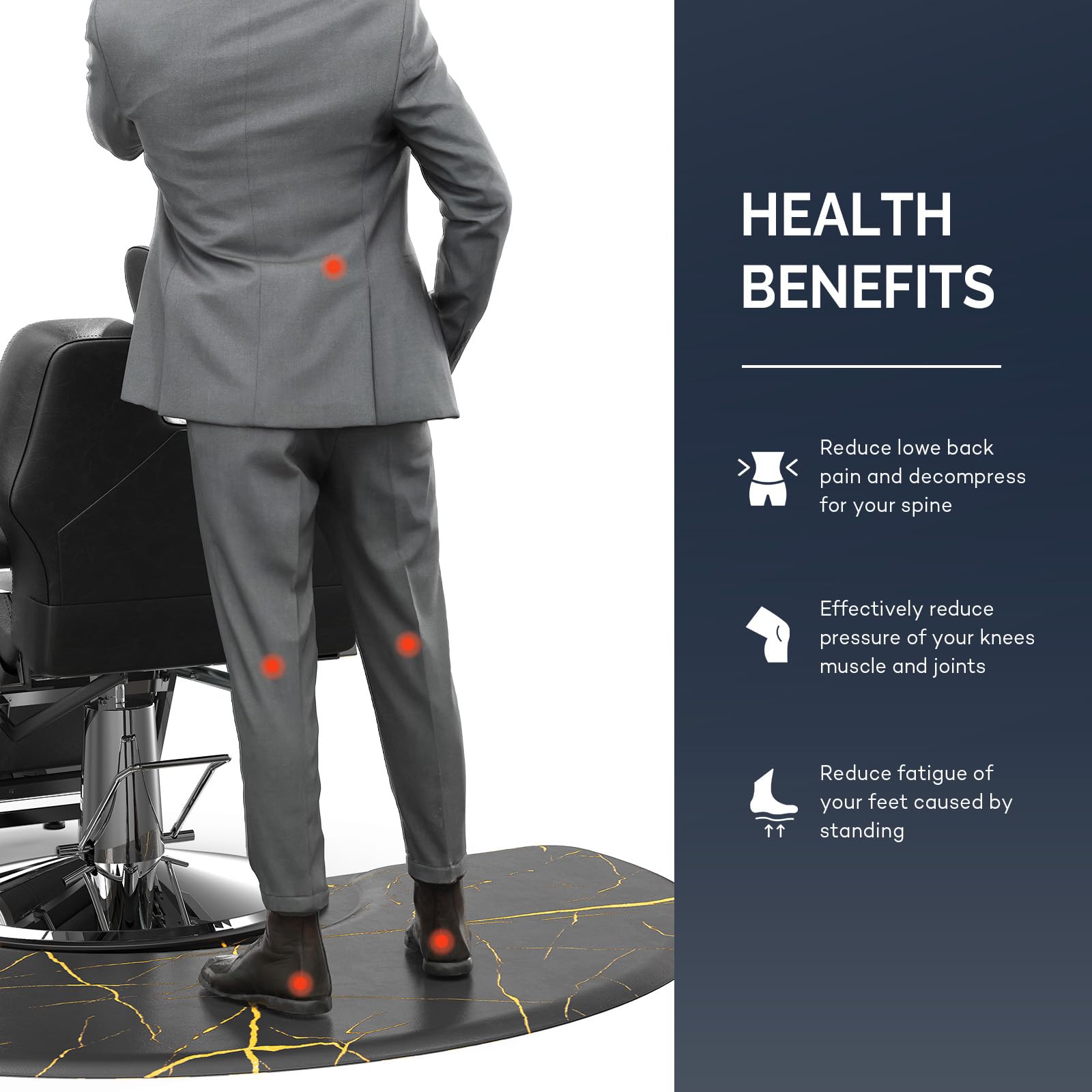 OmySalon 3'x5' Semi Circle Salon Anti Fatigue Mat with Round Cutout 5/8" Thick