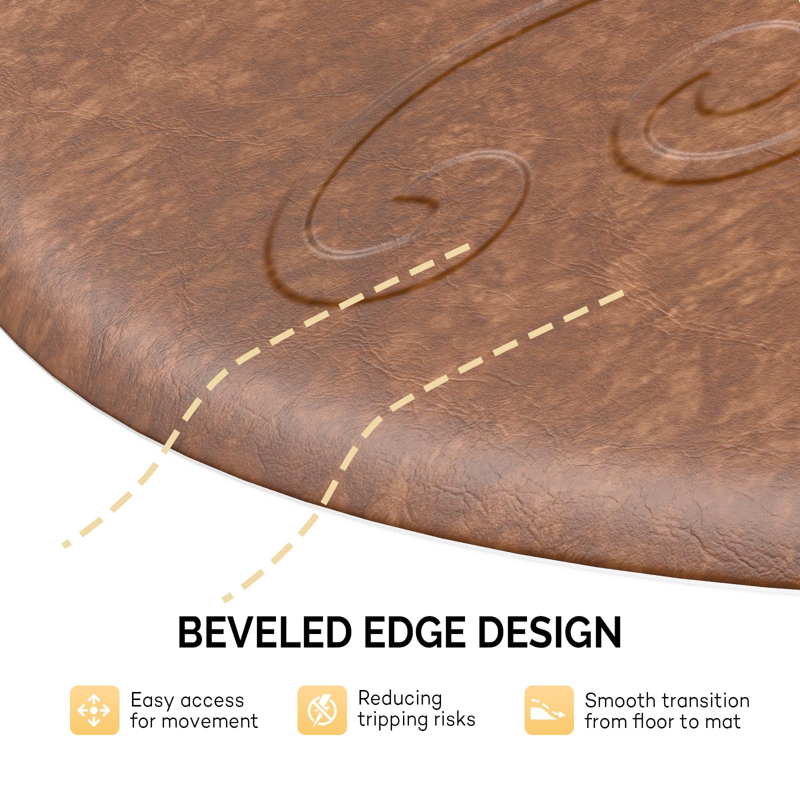OmySalon 3'x5' Semi-Circle 3D Embossed Anti-Fatigue Salon Mat with Round Cutout 5/8" Thick