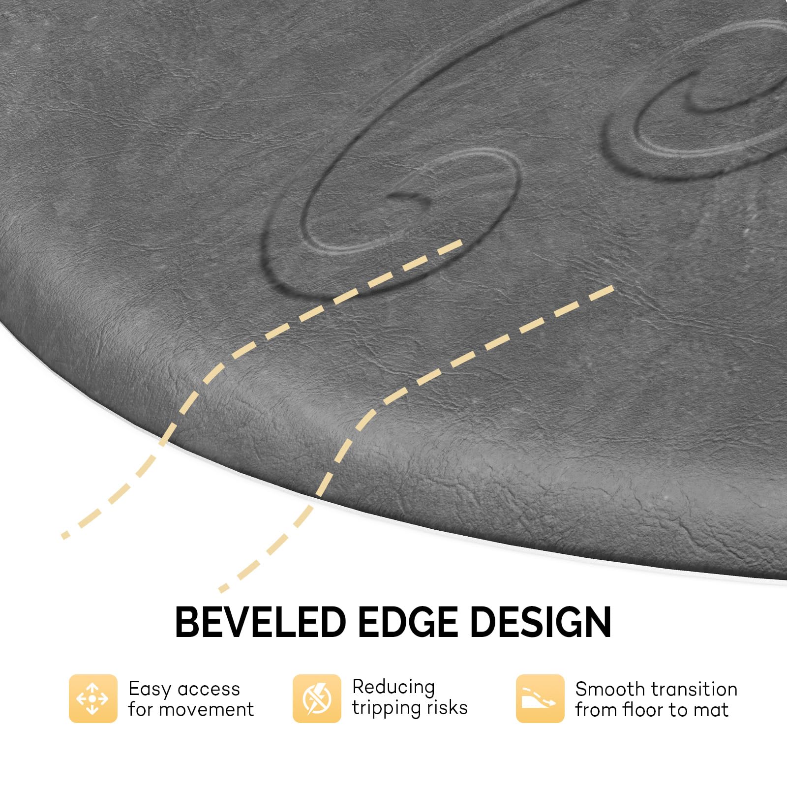 OmySalon 3'x5' Semi-Circle 3D Embossed Anti-Fatigue Salon Mat with Round Cutout 5/8" Thick