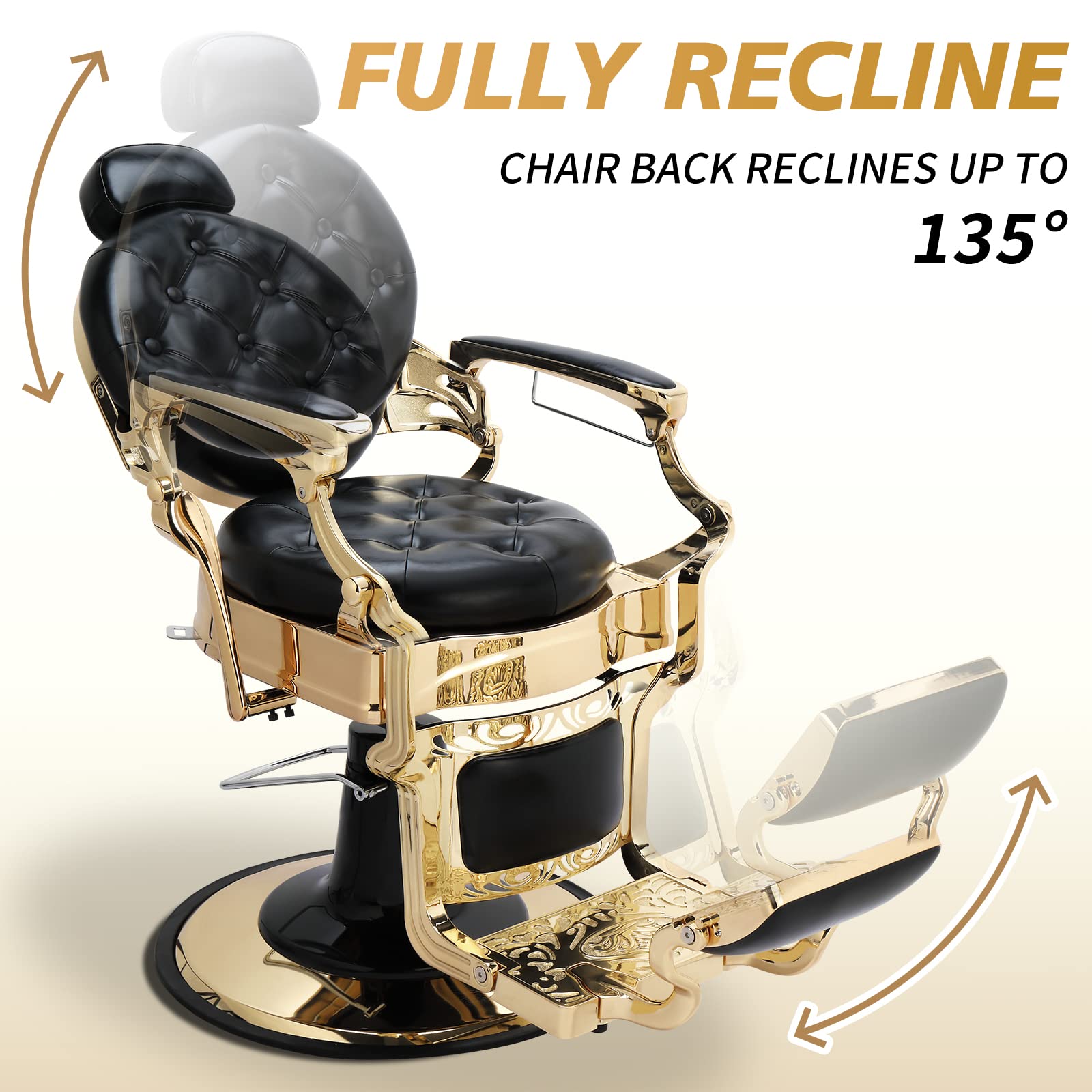 OmySalon BC1101 Vintage Style Heavy Duty Hydraulic Recline Barber Chair