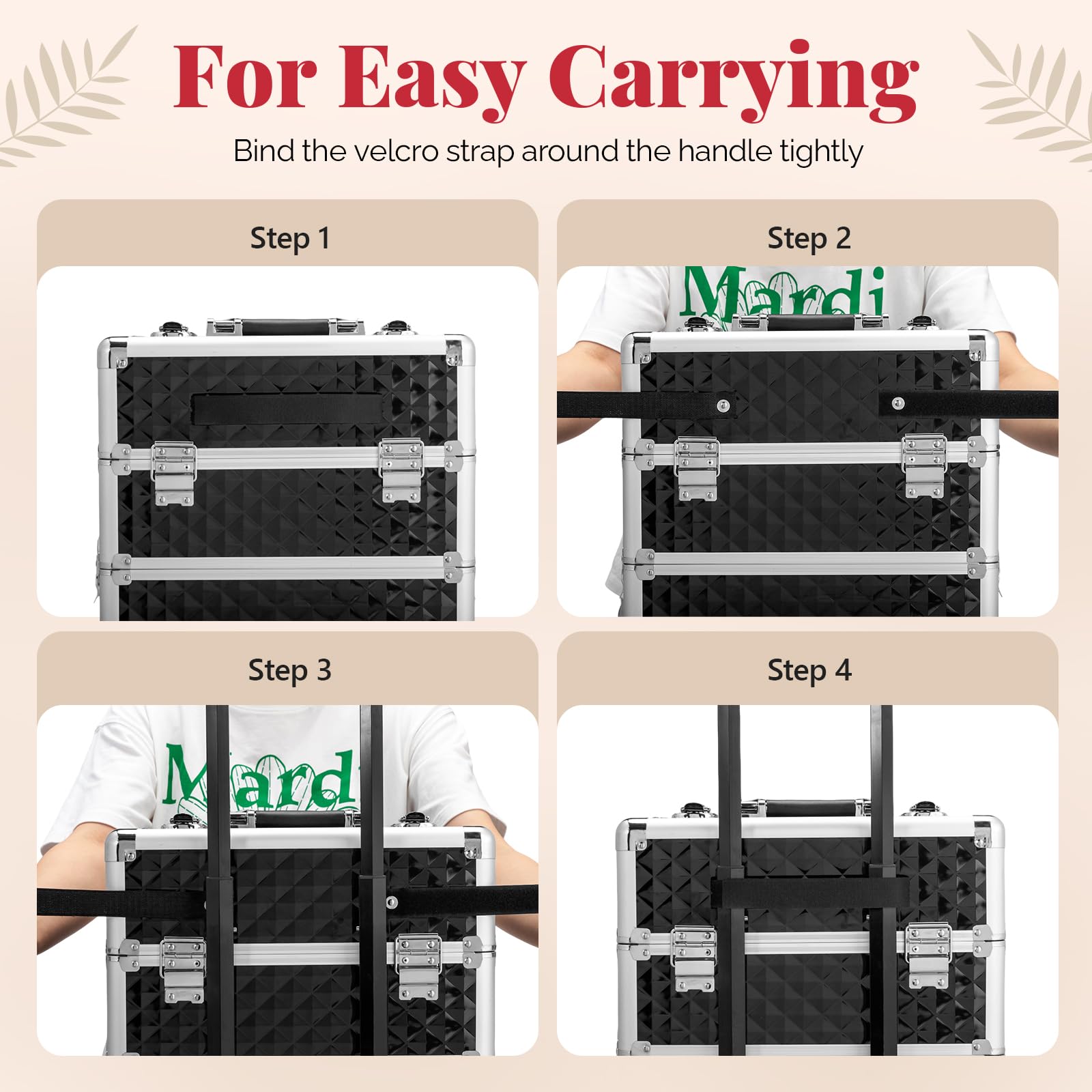 OmySalon 4-in-1 Aluminum Lockable Rolling Makeup Train Case