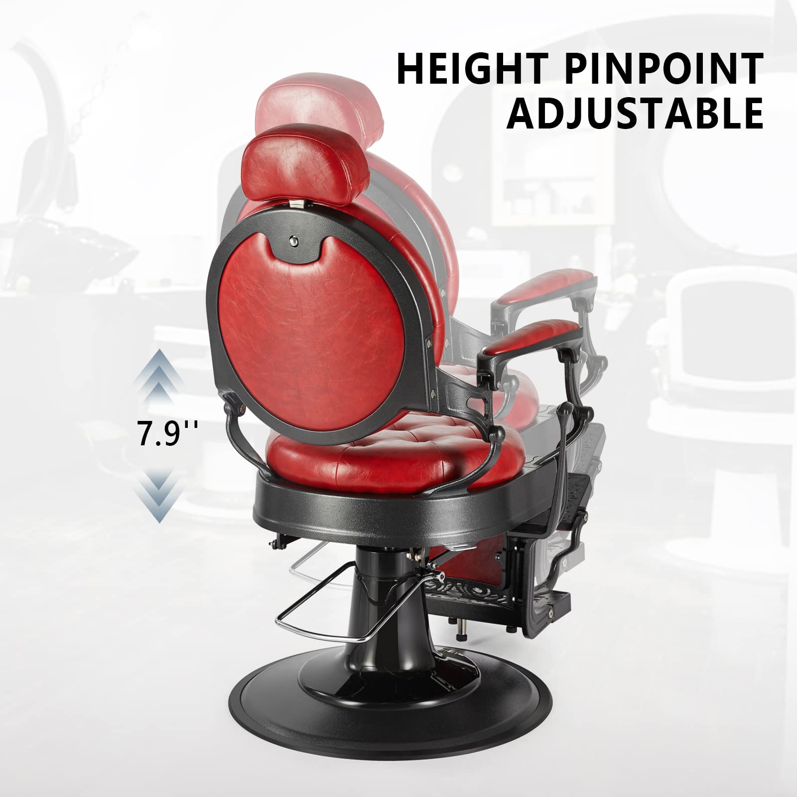 OmySalon BC1101 Vintage Style Heavy Duty Hydraulic Recline Barber Chair