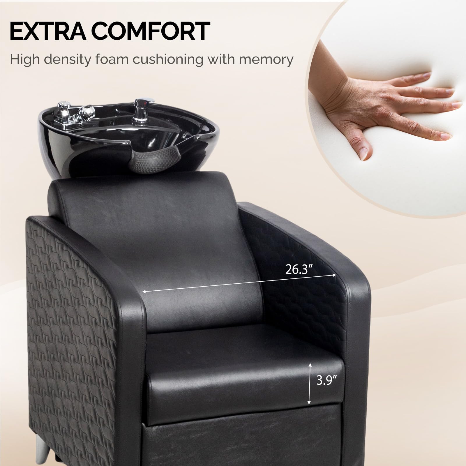 OmySalon BU1411 Salon Shampoo Bowl and Chair Backwash Unit with Tilting Porcelain Bowl