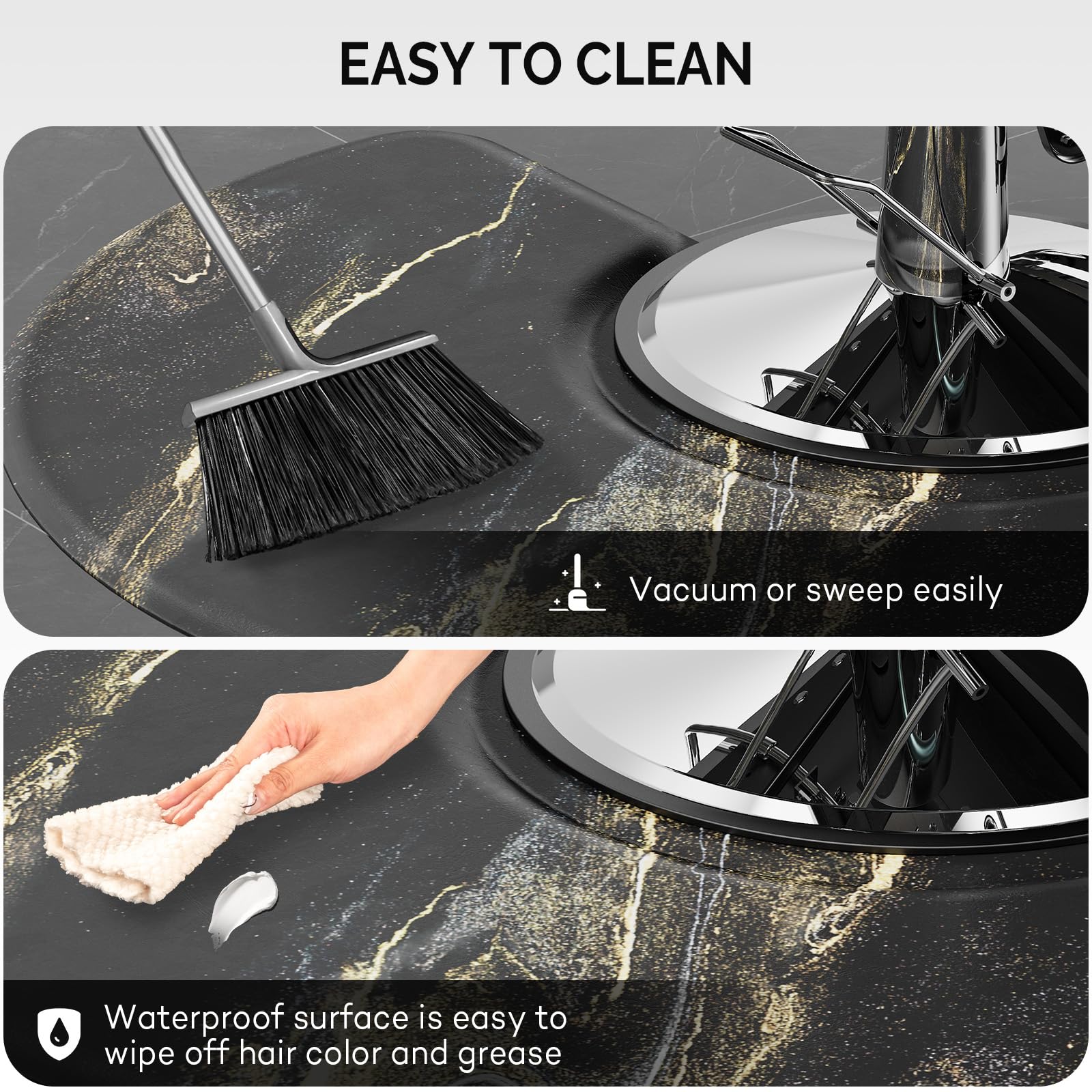 OmySalon 3'x5' Semi Circle Salon Anti Fatigue Mat with Round Cutout 5/8" Thick