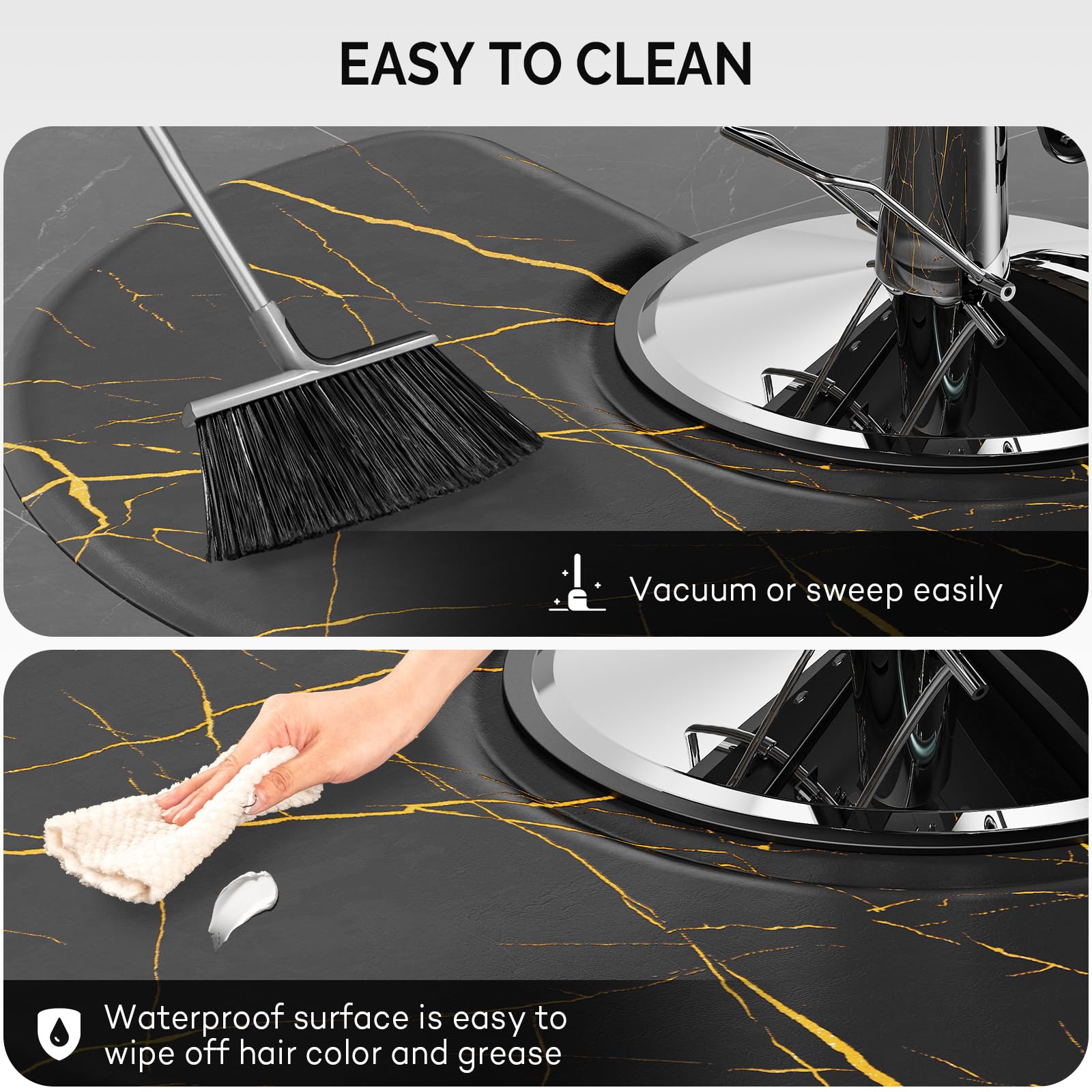 OmySalon 3'x5' Semi Circle Salon Anti Fatigue Mat with Round Cutout 5/8" Thick