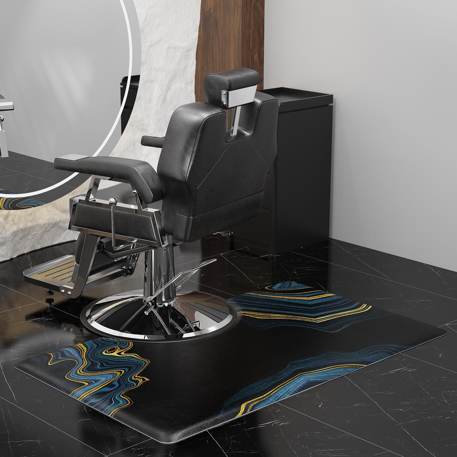 OmySalon Rectangle Salon Anti Fatigue Mat for Round Base Hair Stylist