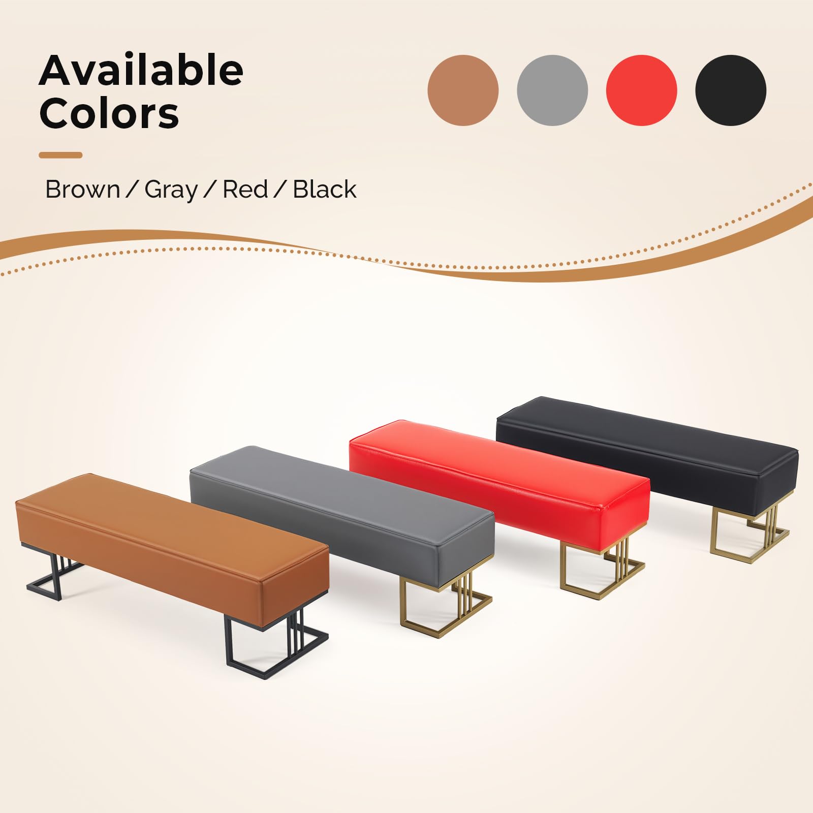 OmySalon WRB1402 55.1in Faux Leather Waiting Room Reception Bench Chair