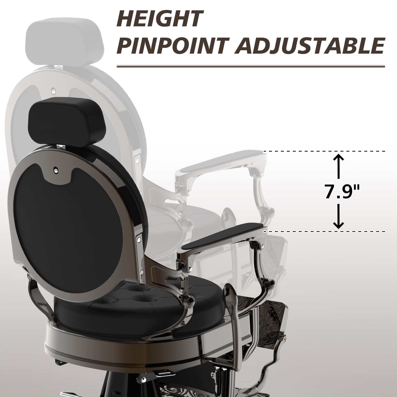 OmySalon BC1101 Vintage Style Heavy Duty Hydraulic Recline Barber Chair