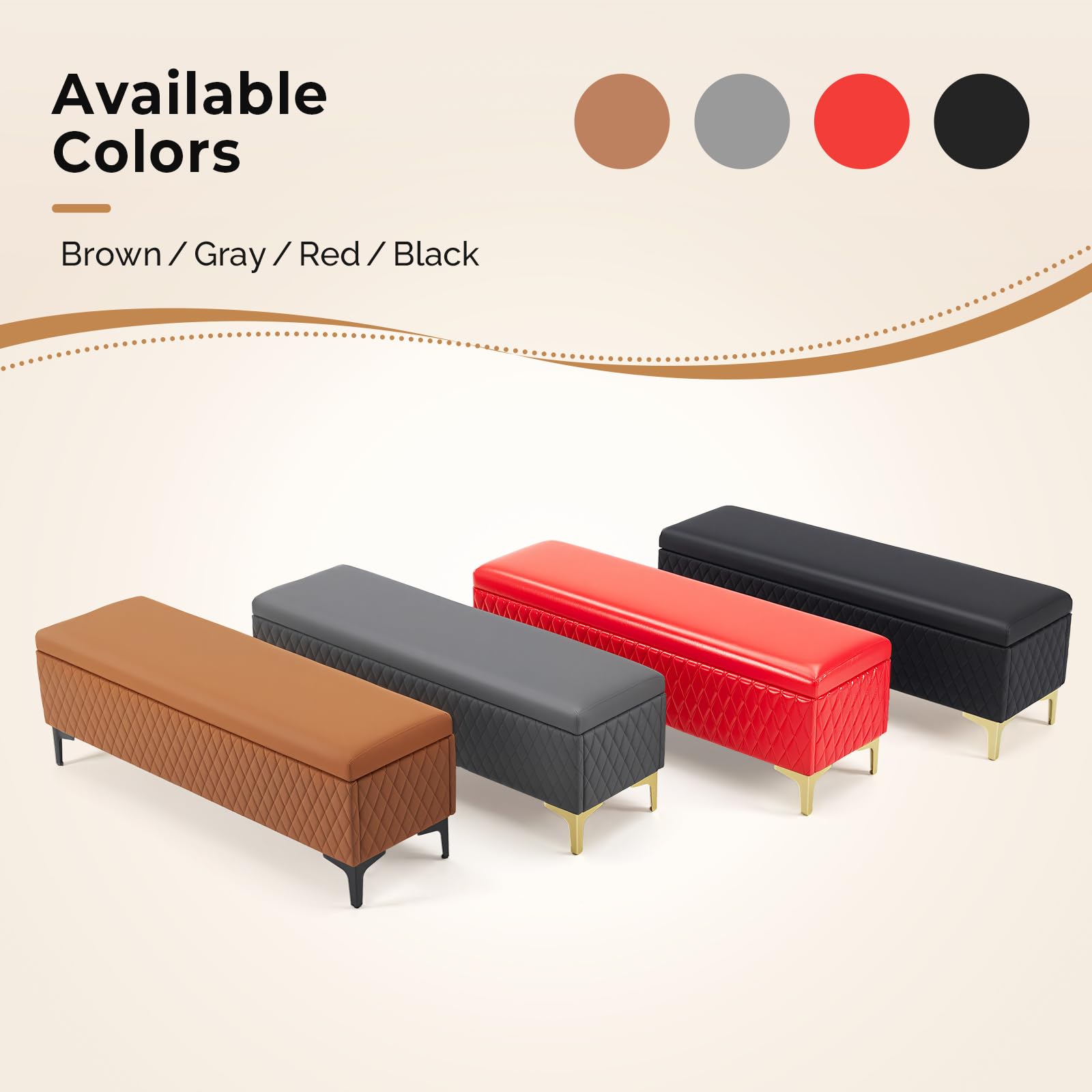 OmySalon WRB1701 53.7in Faux Leather Waiting Room Reception Bench Chair with Hidden Storage