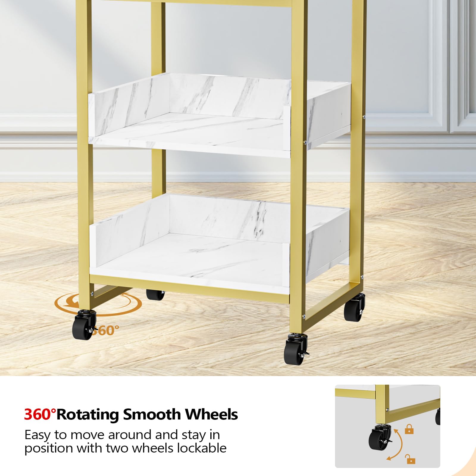 OmySalon Rolling Utility Esthetician Trolley Cart with Wheels