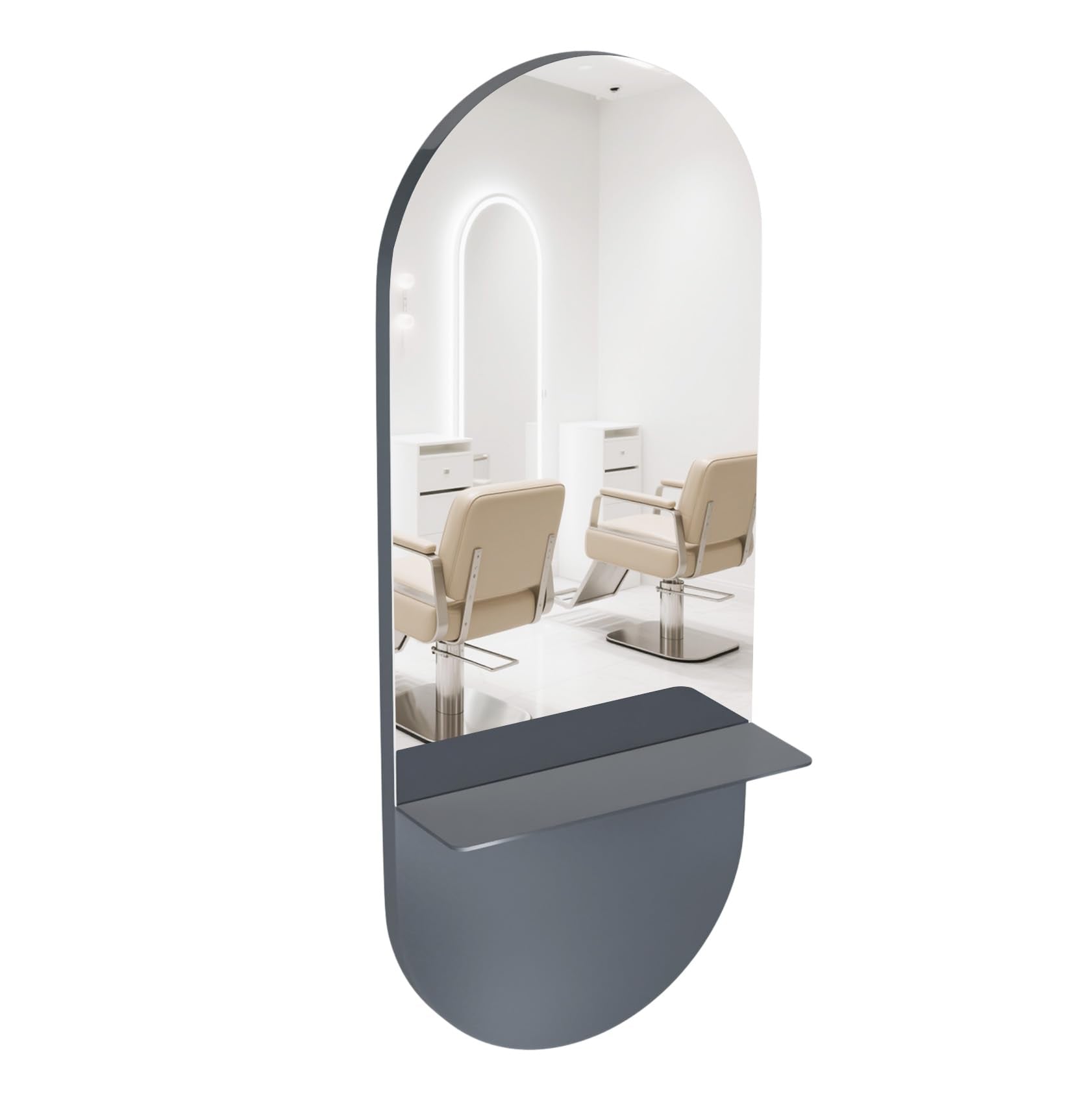 OmySalon SMC Large Oval Wall Mounted Full Body Mirror with Removable Shelf