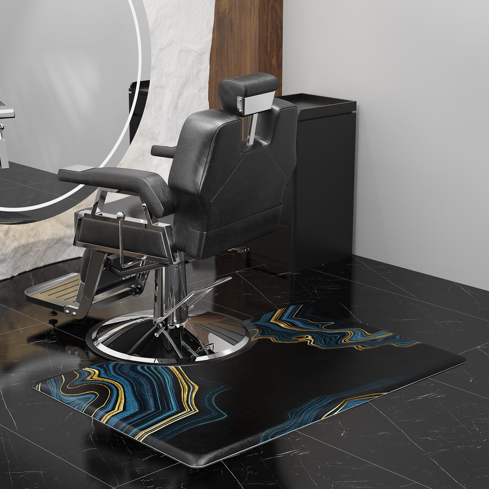 OmySalon Rectangle Salon Anti Fatigue Mat for Round Base Hair Stylist