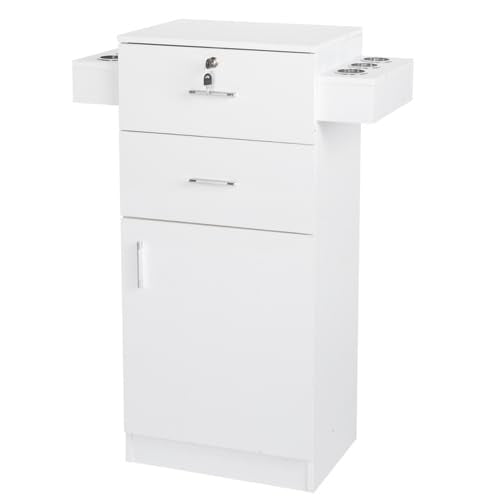 OmySalon HSC-10 Free Standing Wooden Salon Barber Station Cabinet w/2 drawers 1 Cabinet 6 Hair Dryer Holders